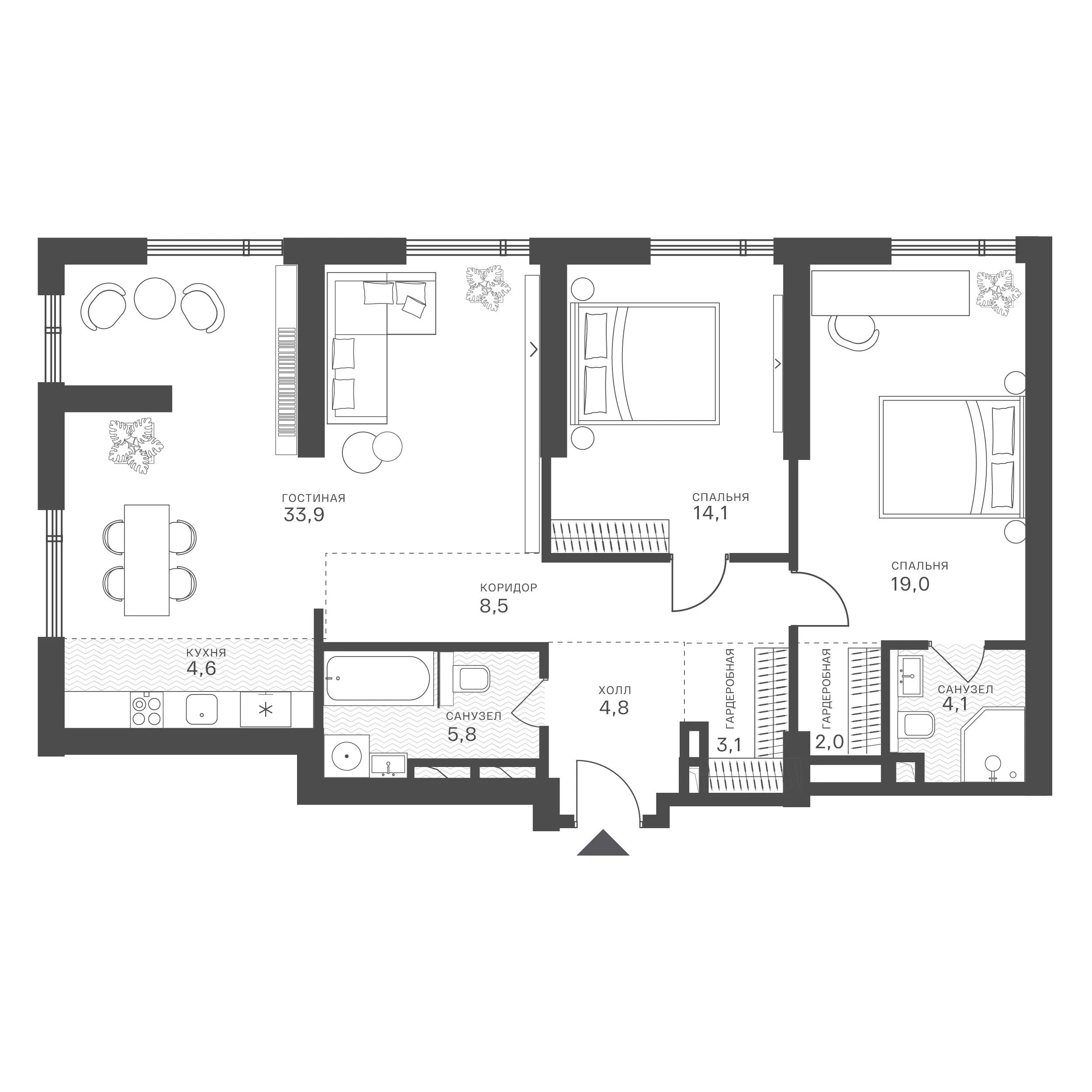 Официальная схема Крылатская 33, 99,9 м²