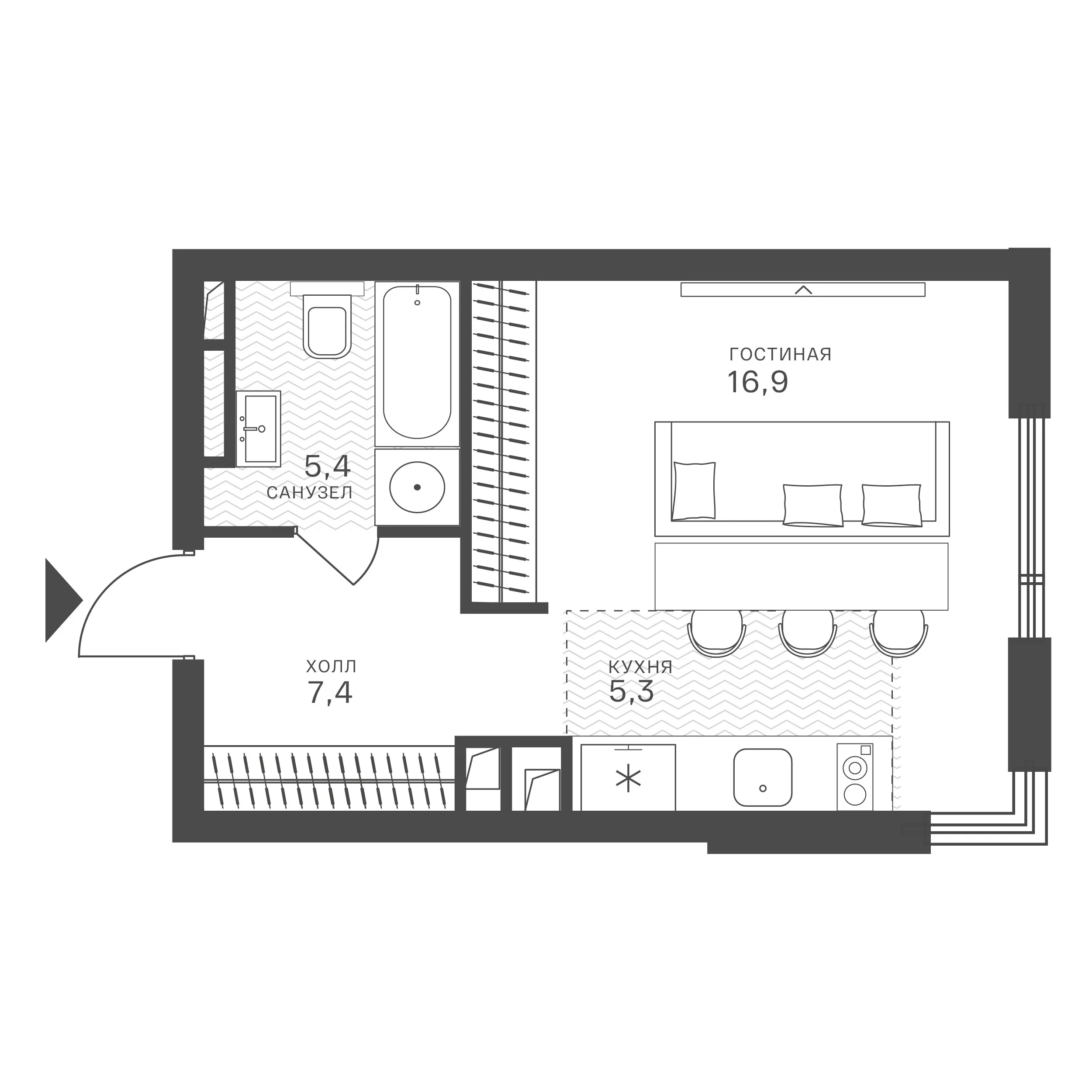 Официальная схема Крылатская 33, 35 м²
