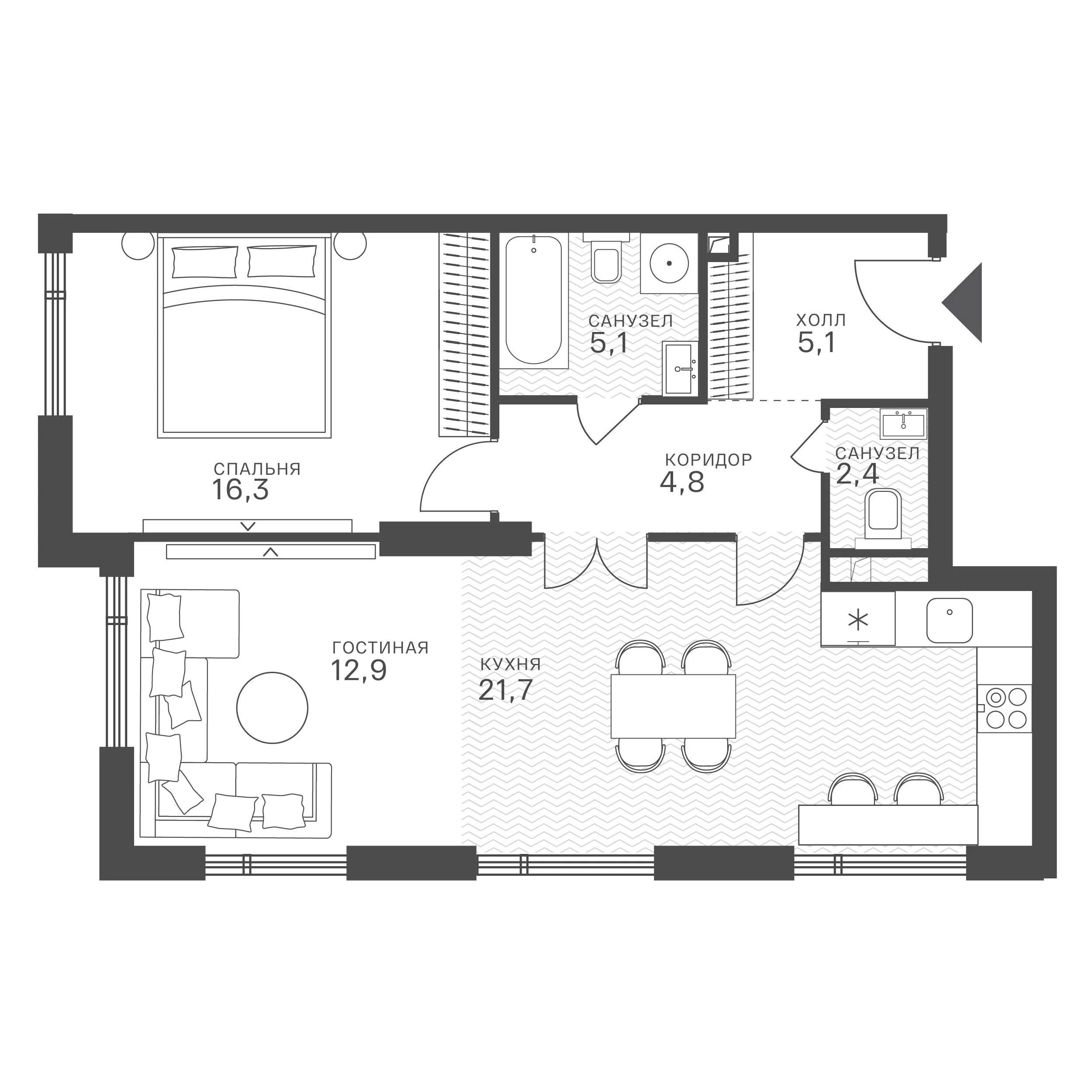 Официальная схема Крылатская 33, 68,3 м²