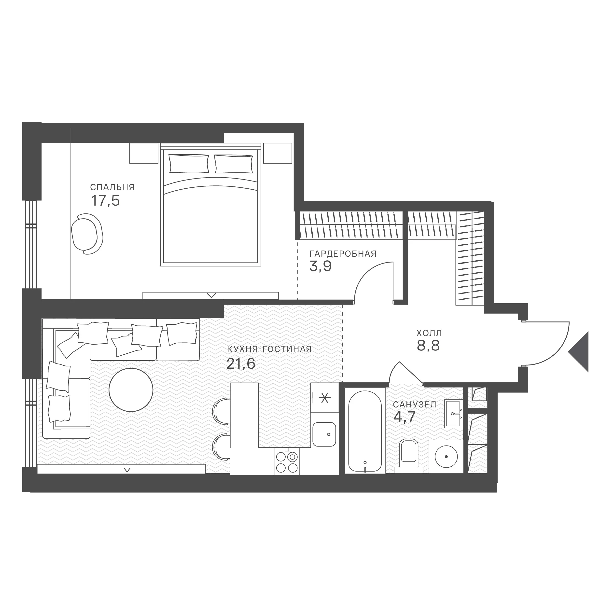 Официальная схема Крылатская 33, 56,5 м²