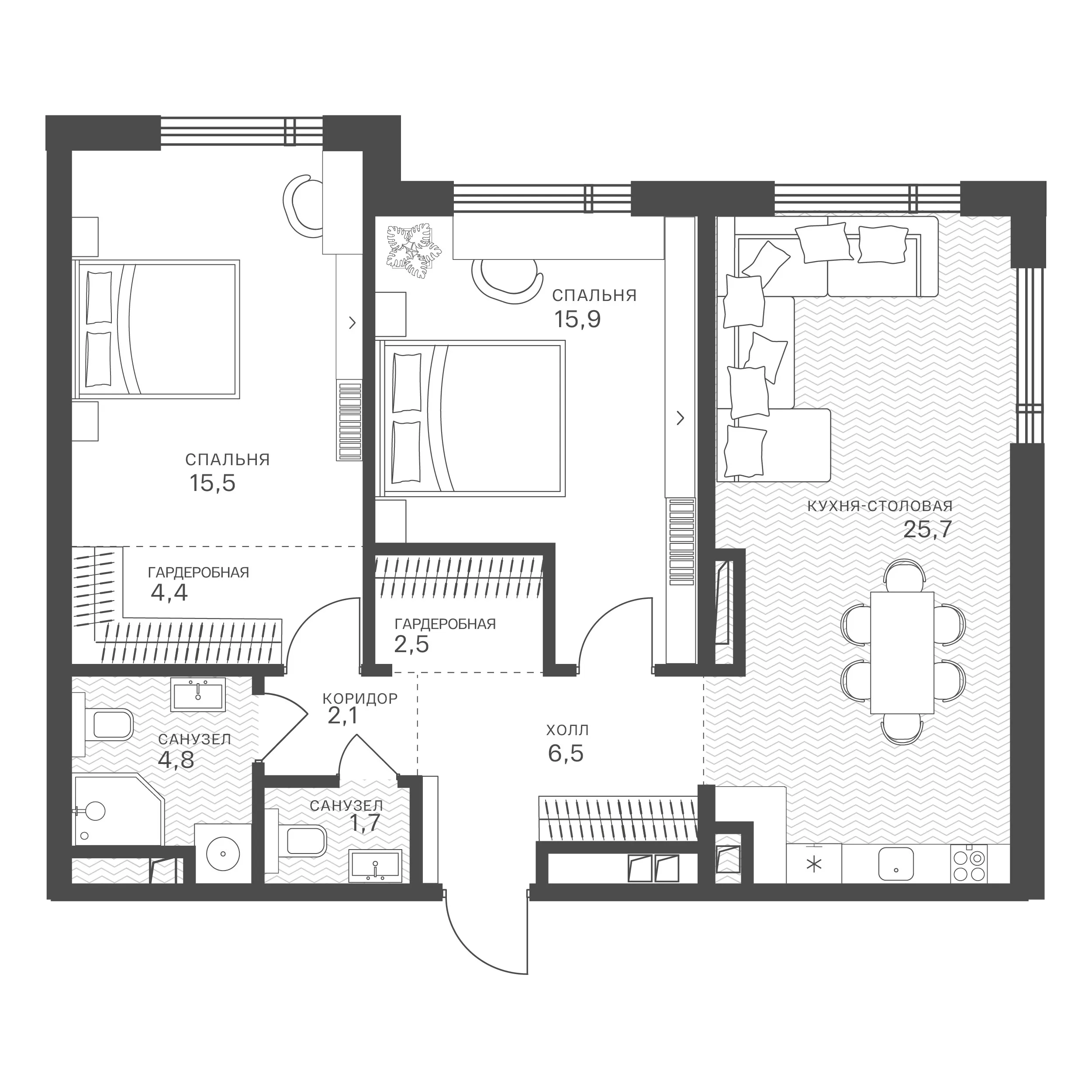 Официальная схема Крылатская 33, 79,1 м²