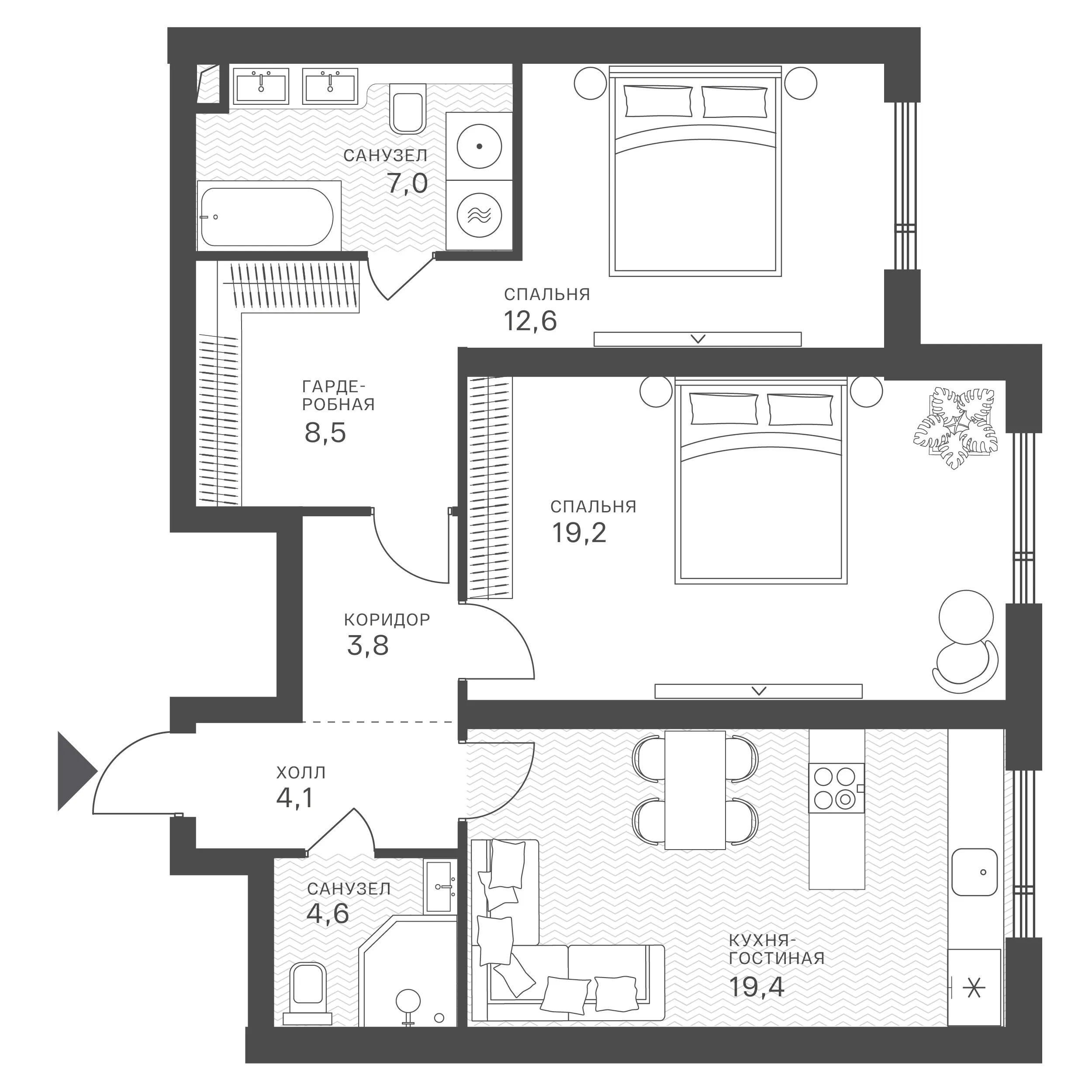Официальная схема Крылатская 33, 79,2 м²