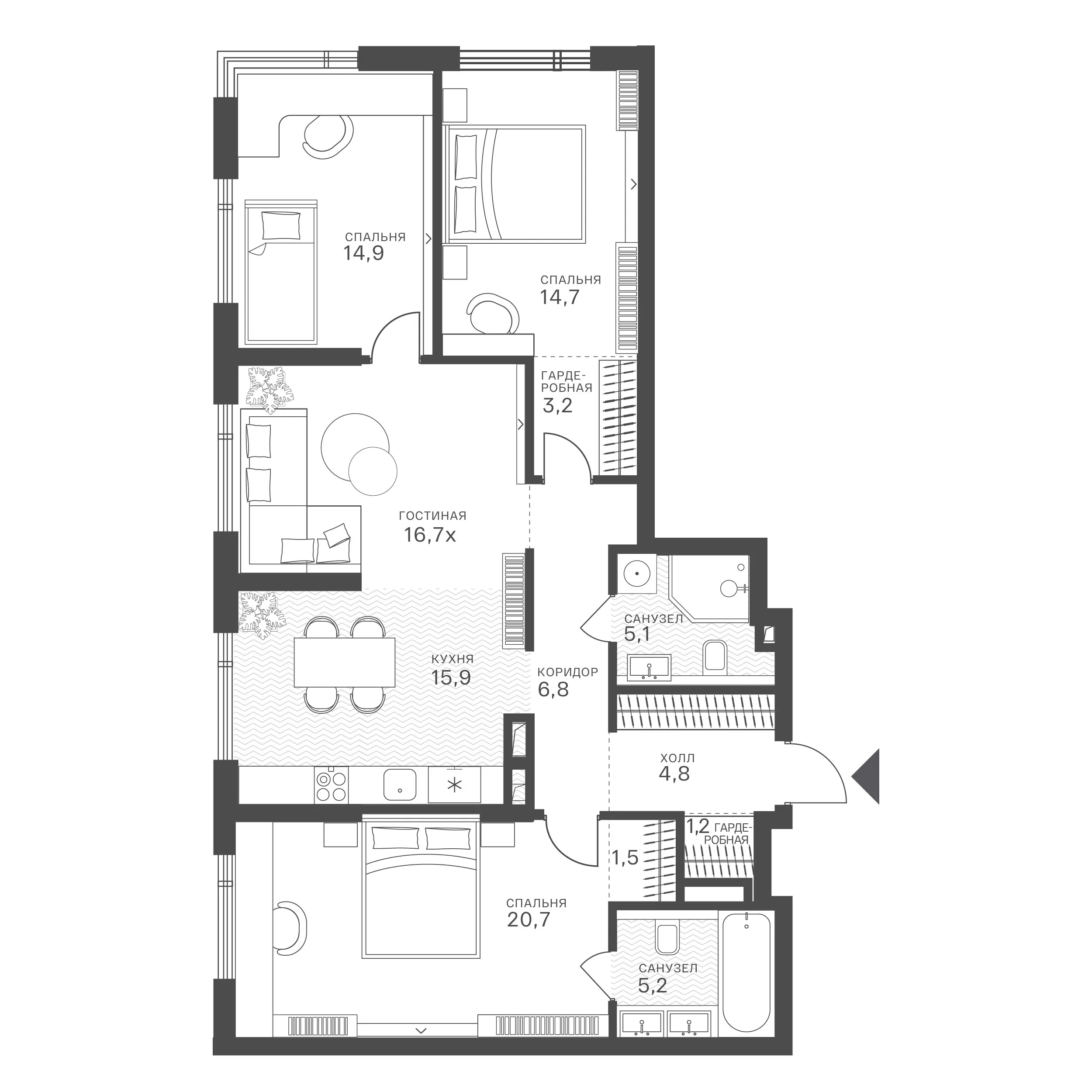 Официальная схема Крылатская 33, 110,7 м²