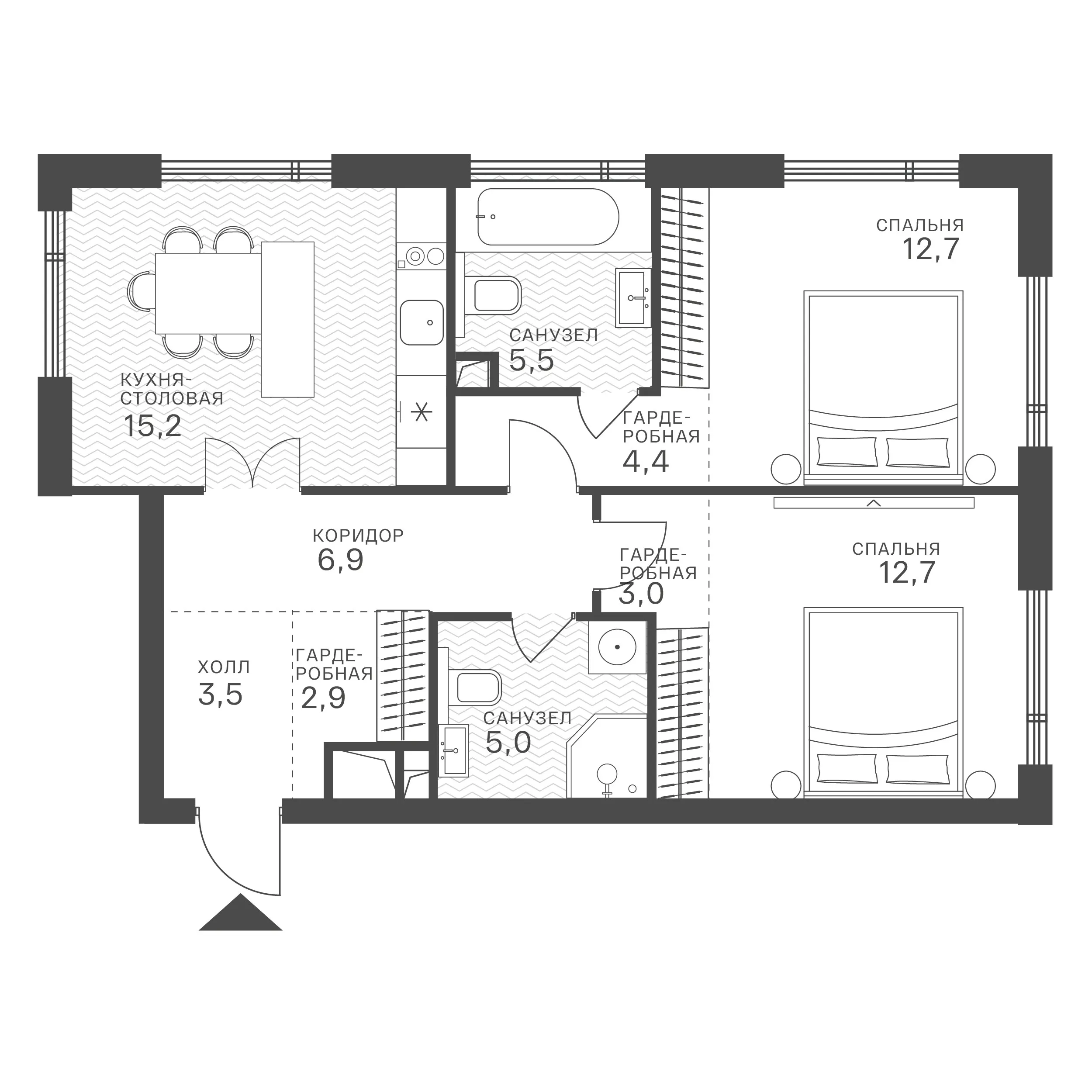 Официальная схема Крылатская 33, 71,8 м²