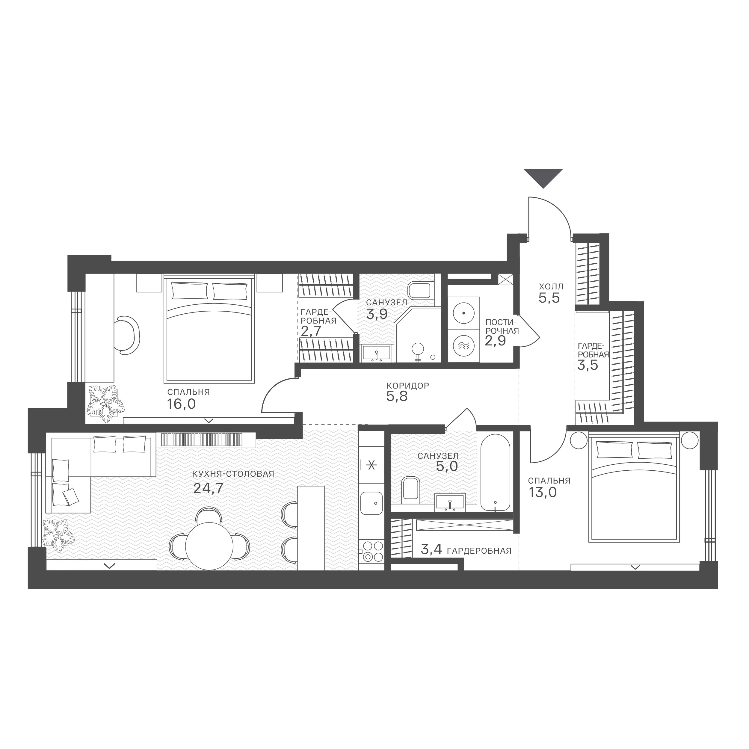 Официальная схема Крылатская 33, 86,4 м²