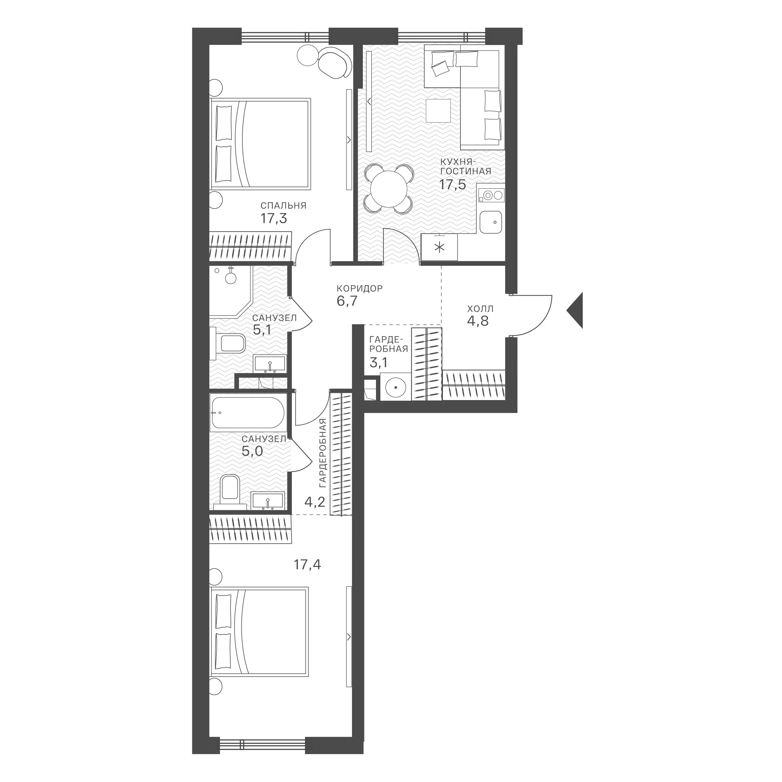 Официальная планировка Крылатская 33, 81,1 м²