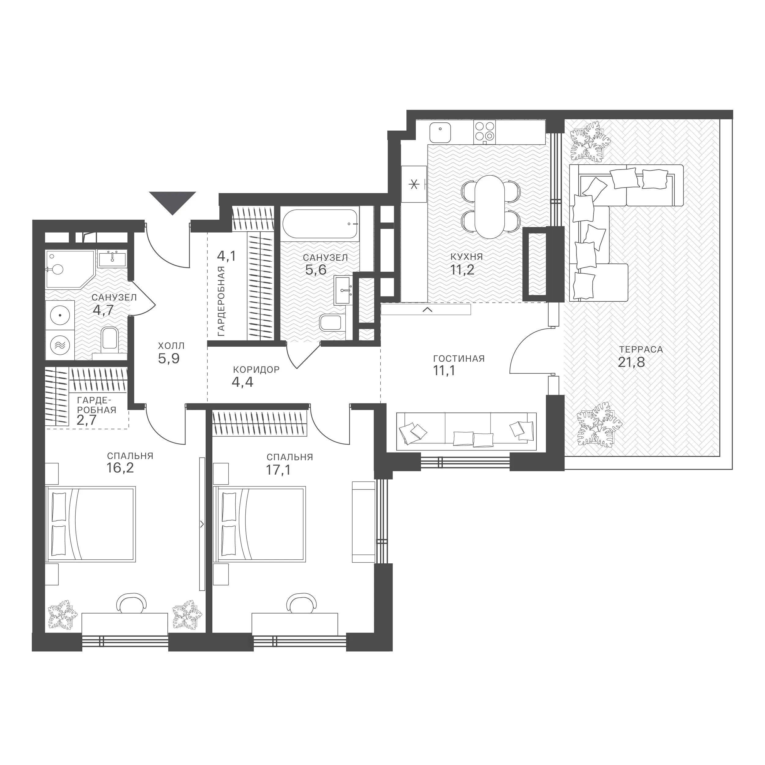 Официальная схема Крылатская 33, 74,24 м²