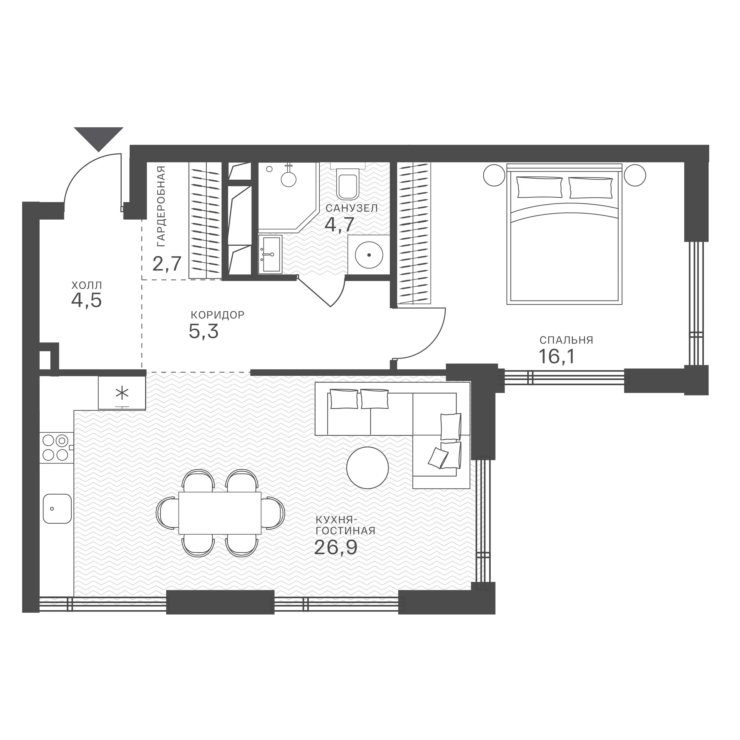 Официальная схема Крылатская 33, 60,2 м²