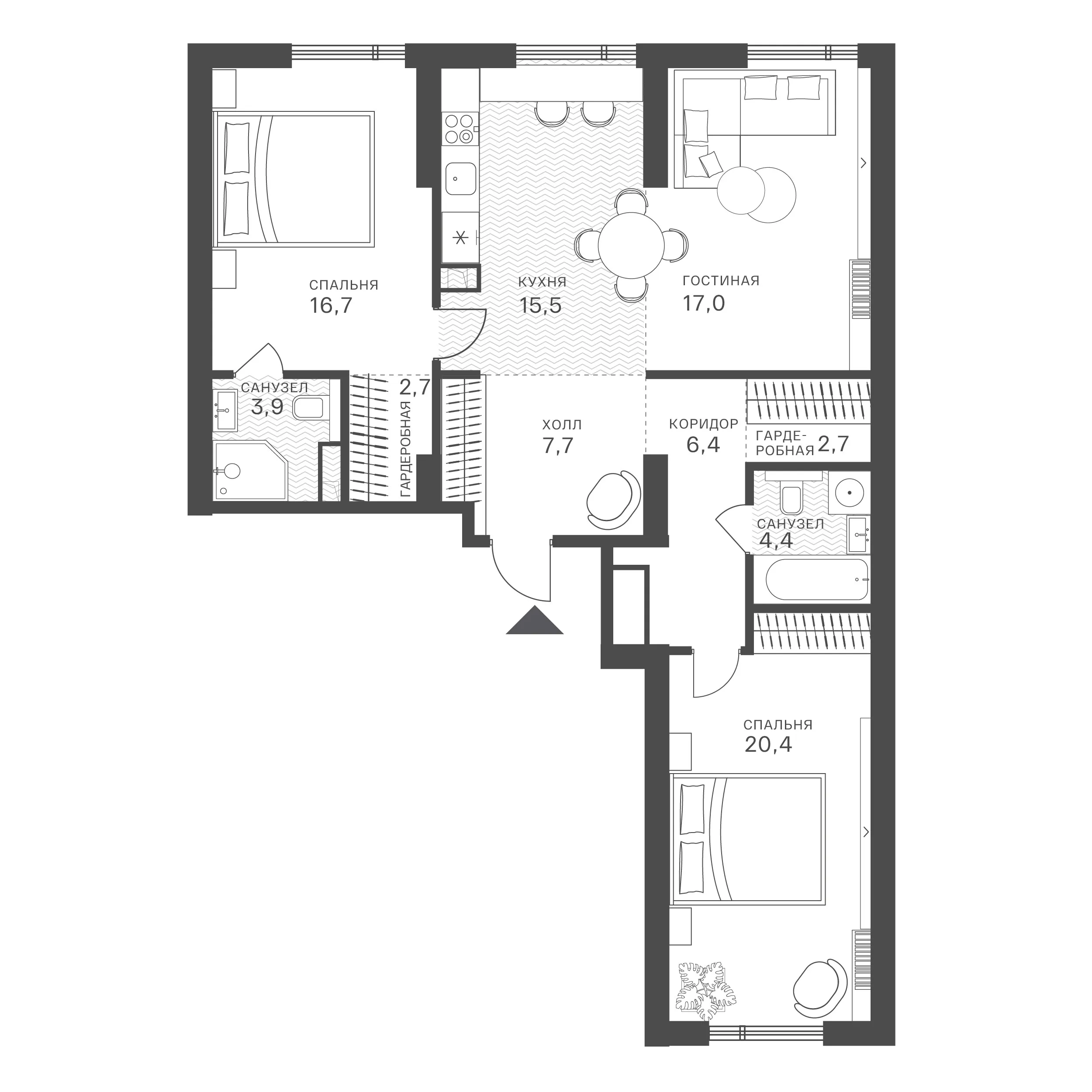 Официальная схема Крылатская 33, 97,2 м²