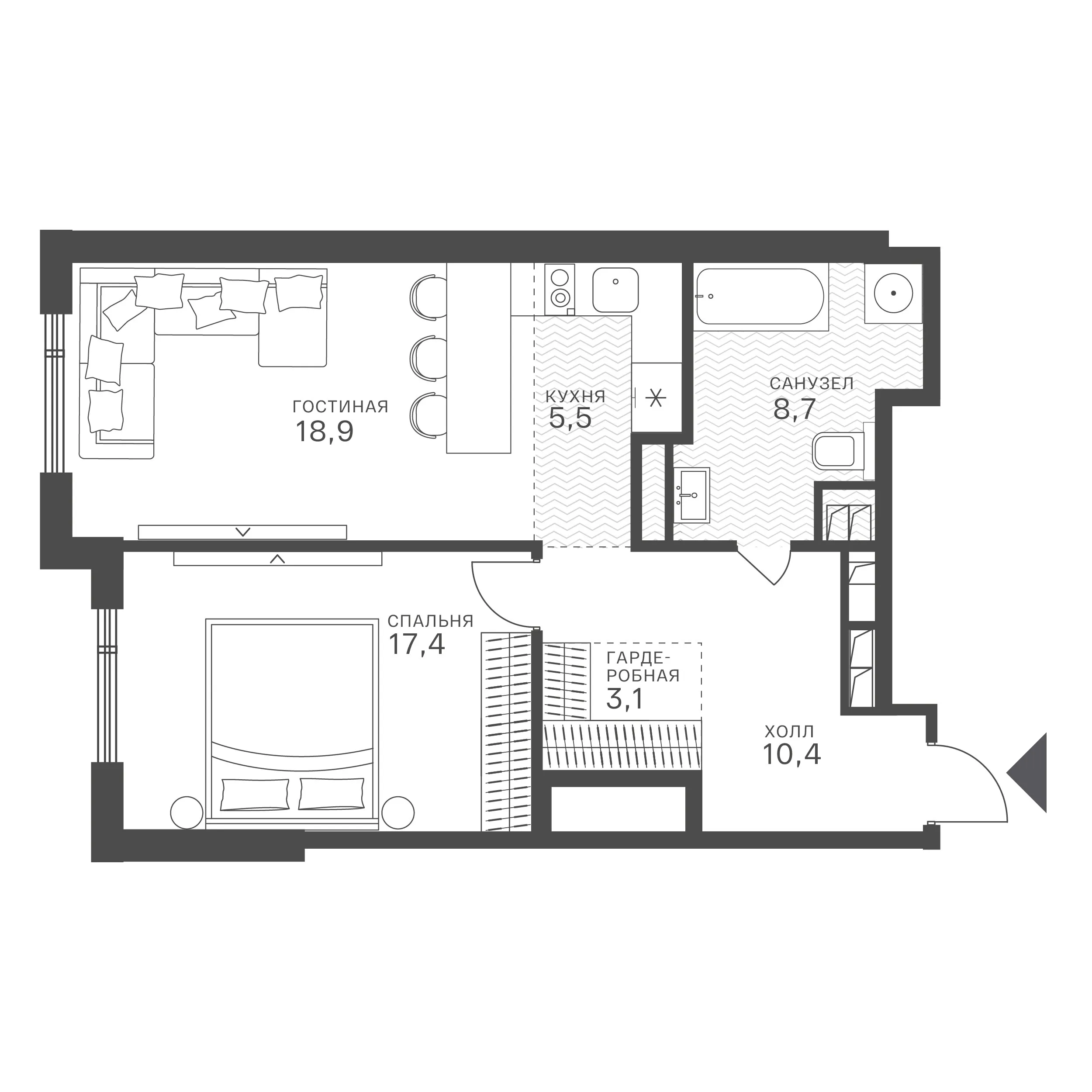 Официальная схема Крылатская 33, 64,1 м²