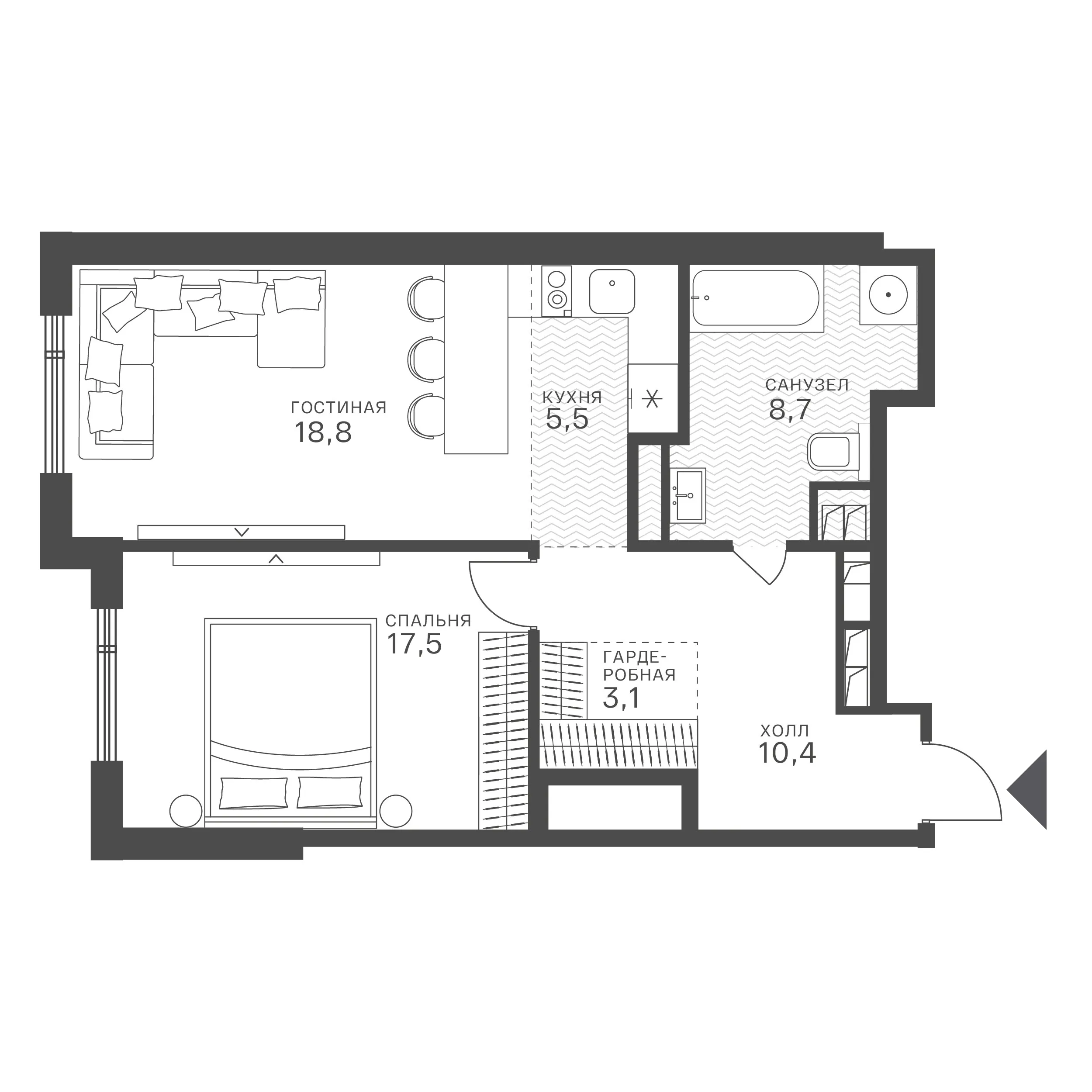 Официальная схема Крылатская 33, 64 м²