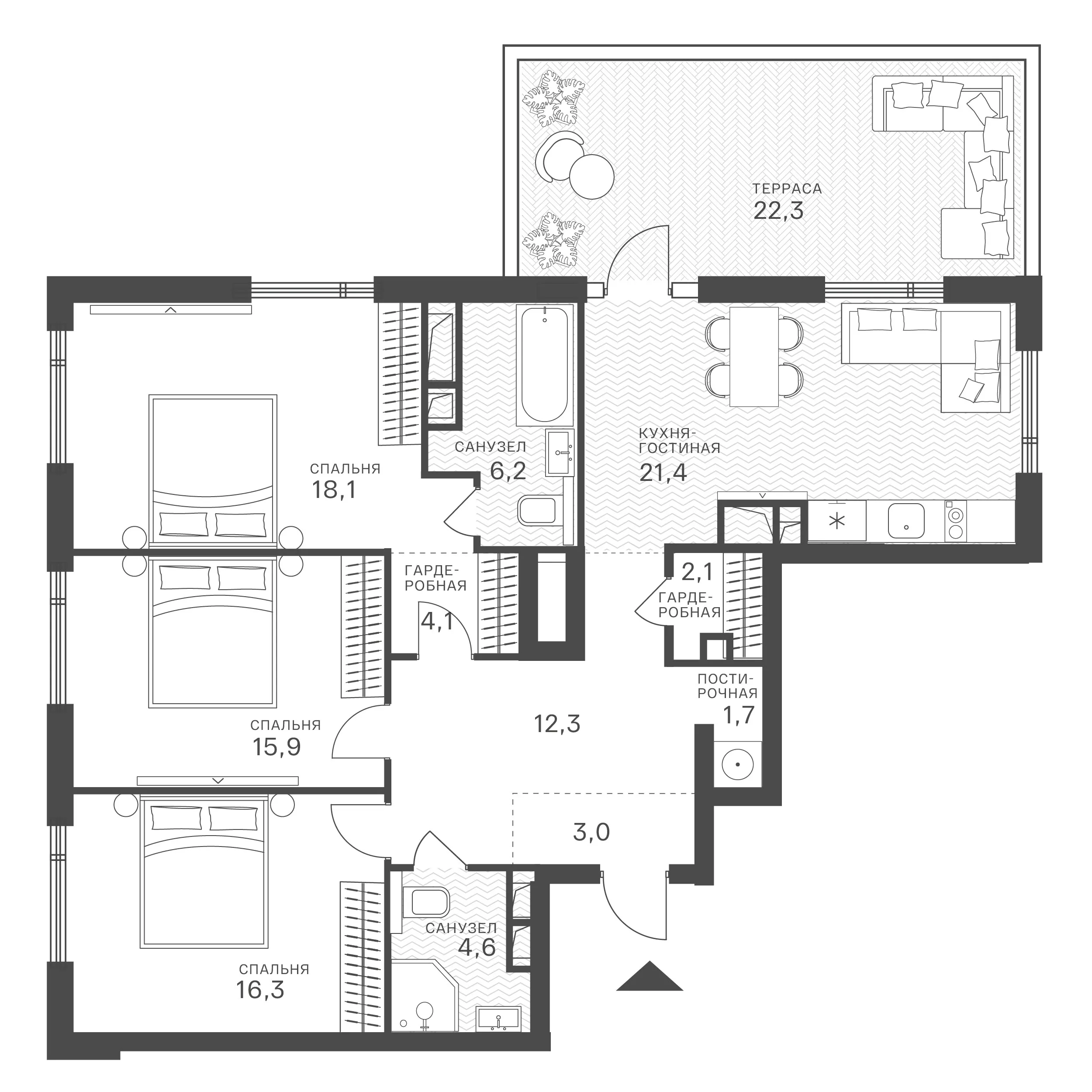 Официальная схема Крылатская 33, 96,79 м²