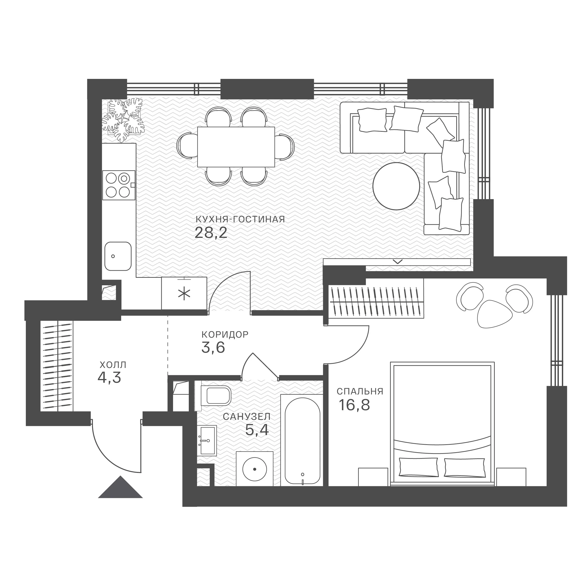 Официальная схема Крылатская 33, 58,3 м²