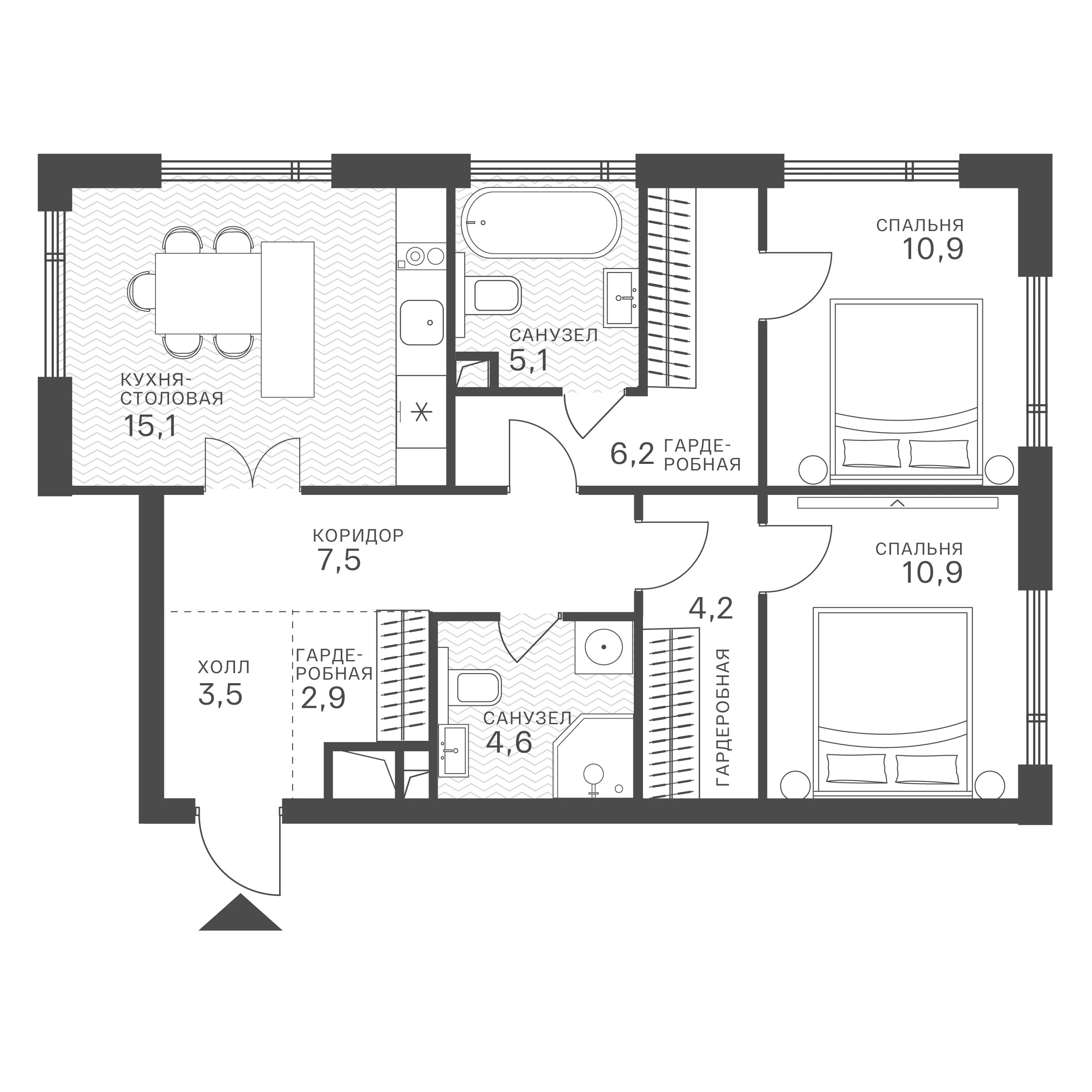 Официальная схема Крылатская 33, 70,9 м²
