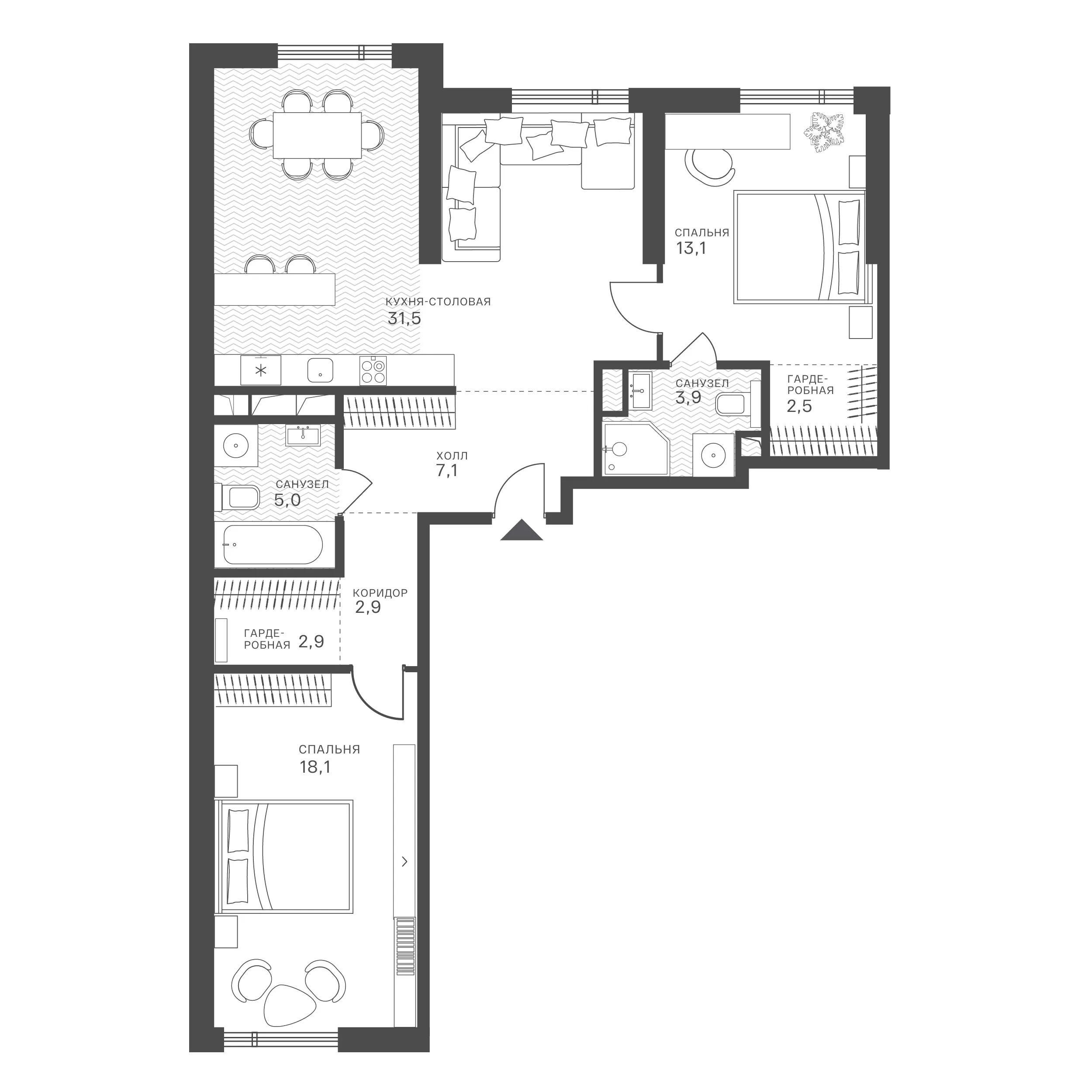 Официальная схема Крылатская 33, 87 м²