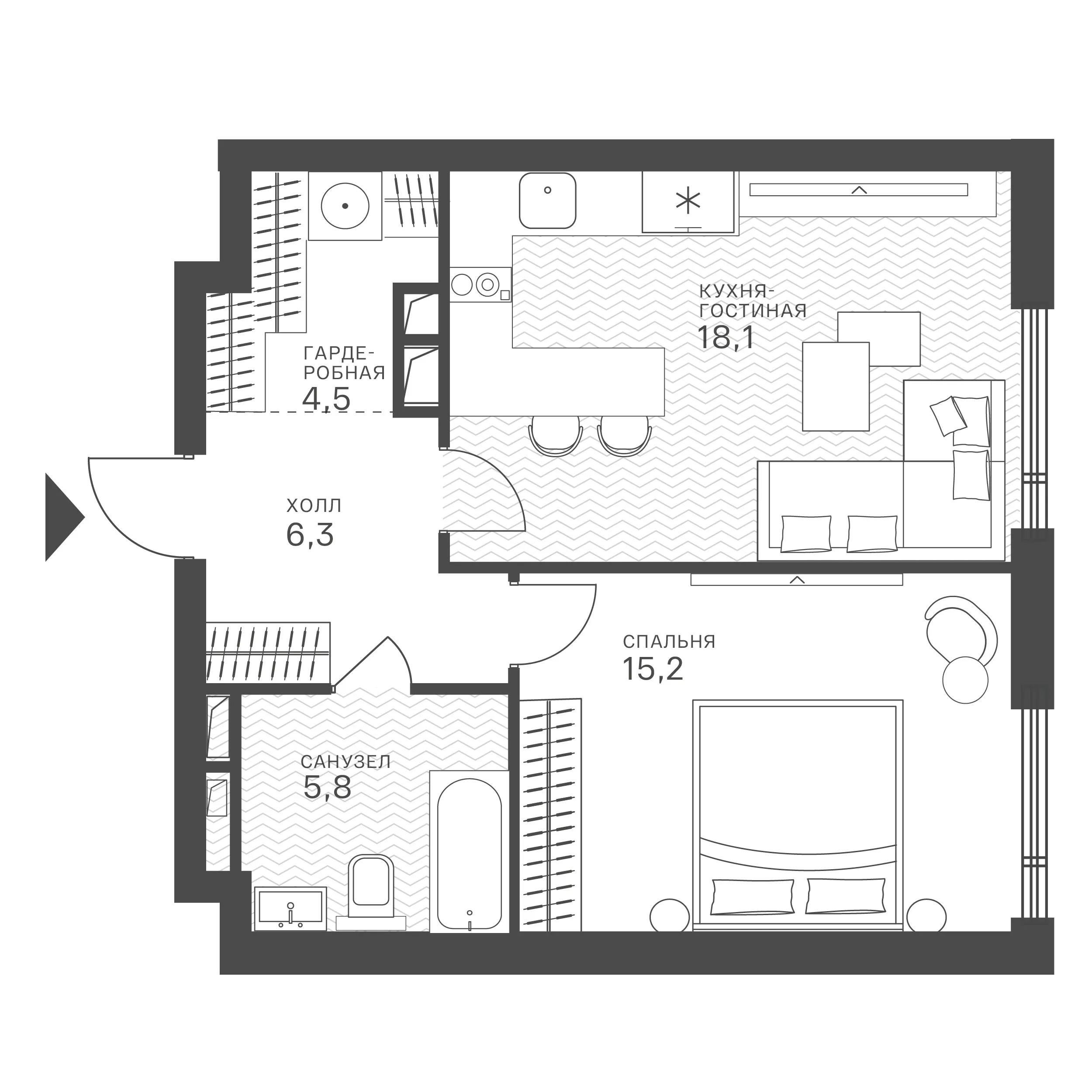 Официальная схема Крылатская 33, 49,9 м²