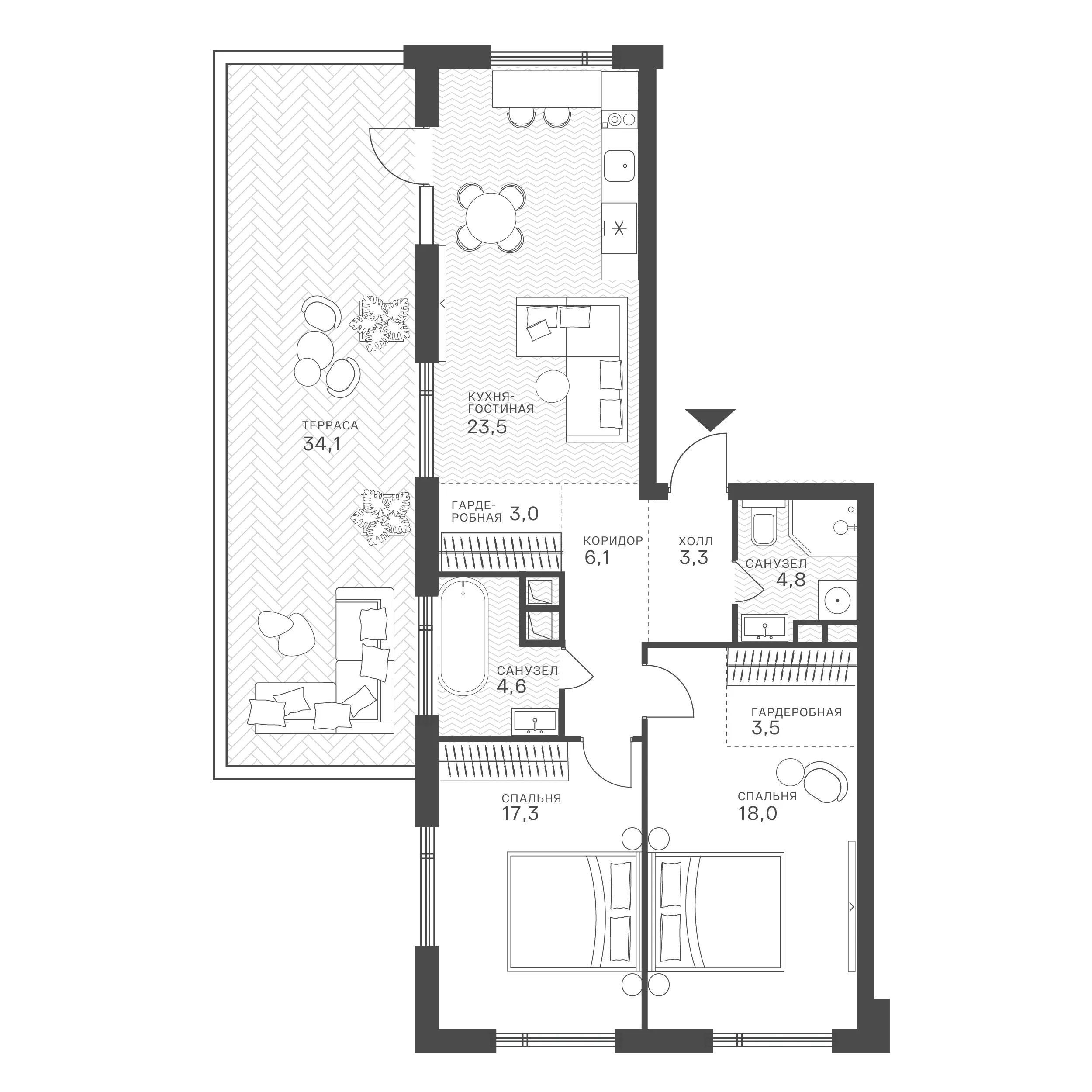 Официальная схема Крылатская 33, 94,3 м²