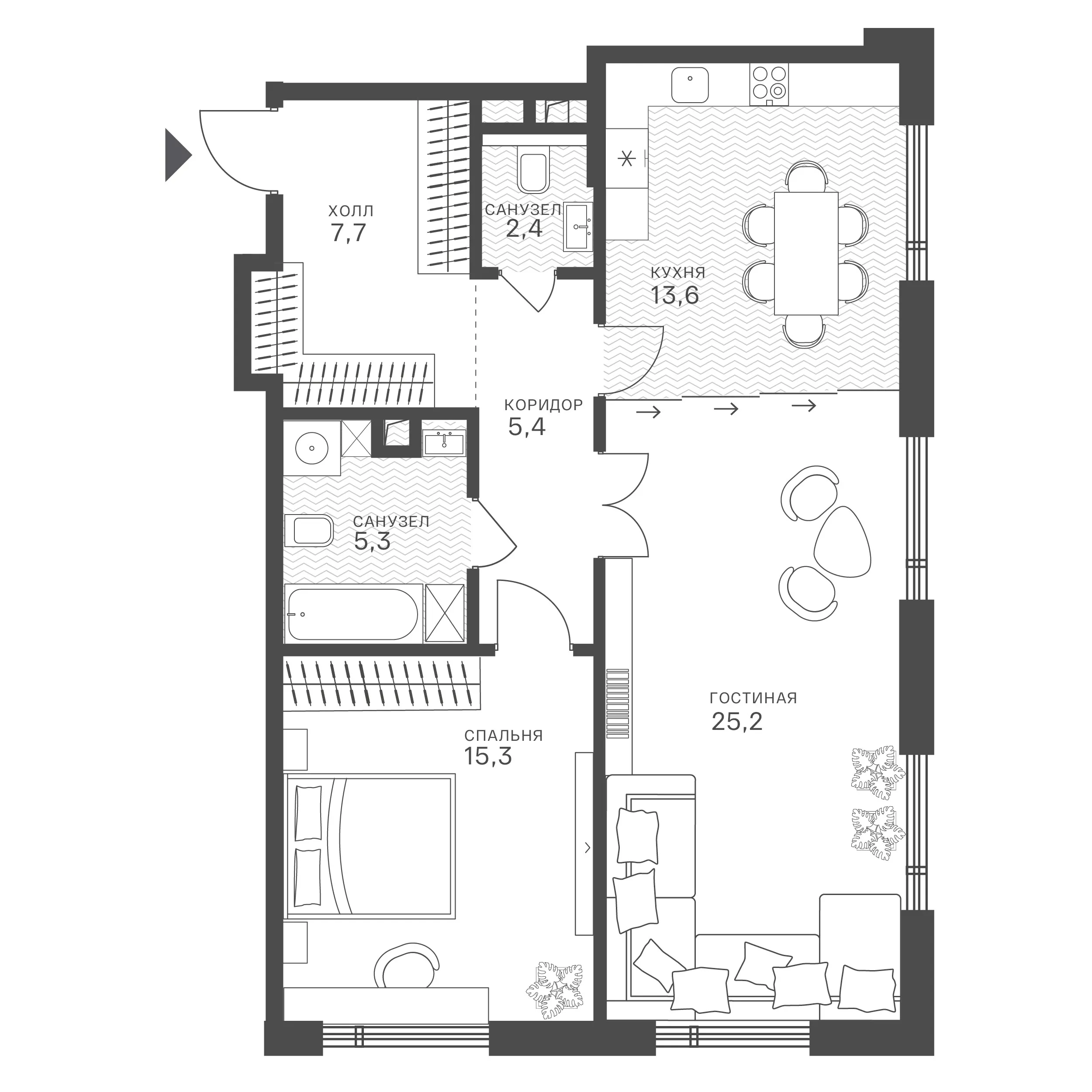 Официальная схема Крылатская 33, 74,9 м²