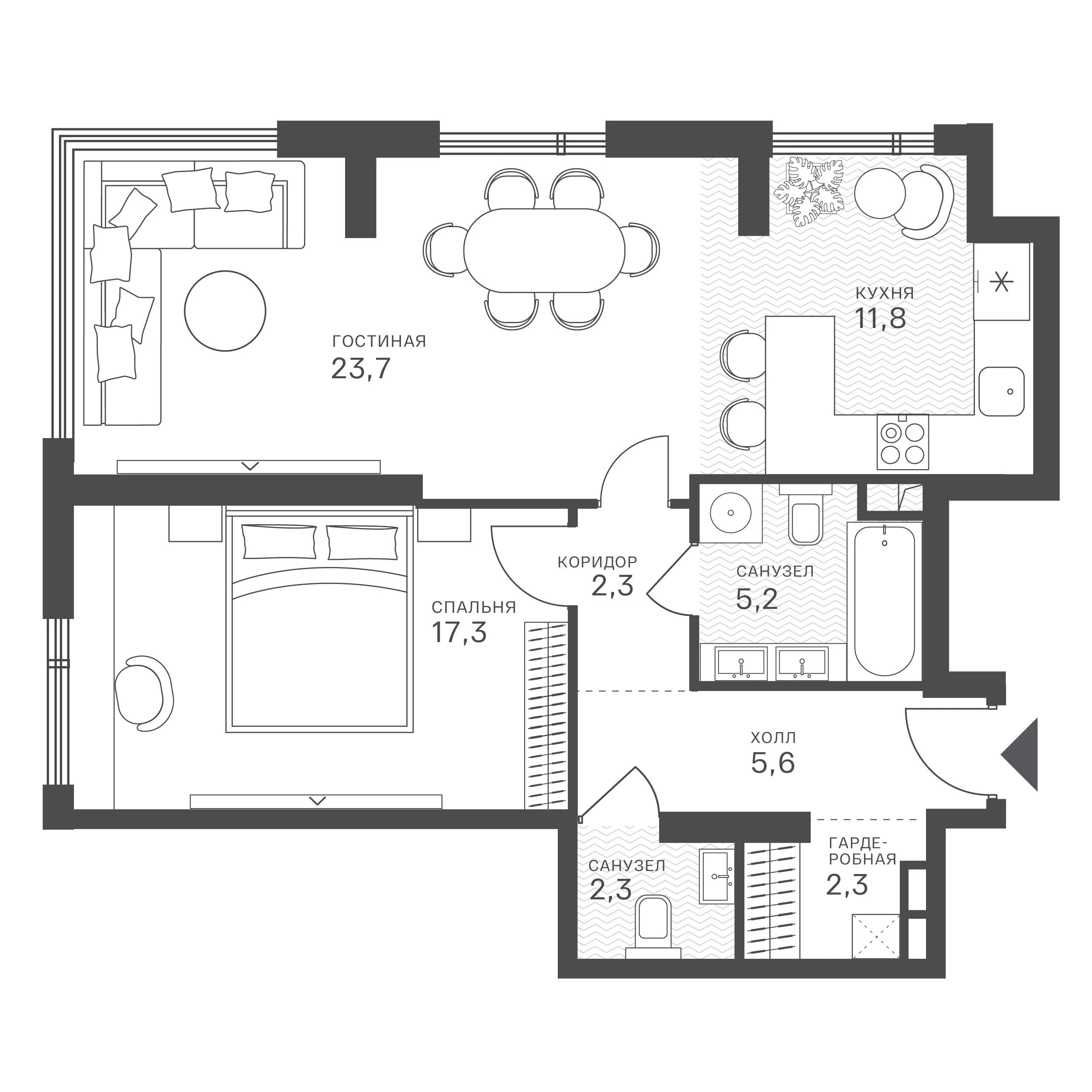 Официальная схема Крылатская 33, 70,5 м²