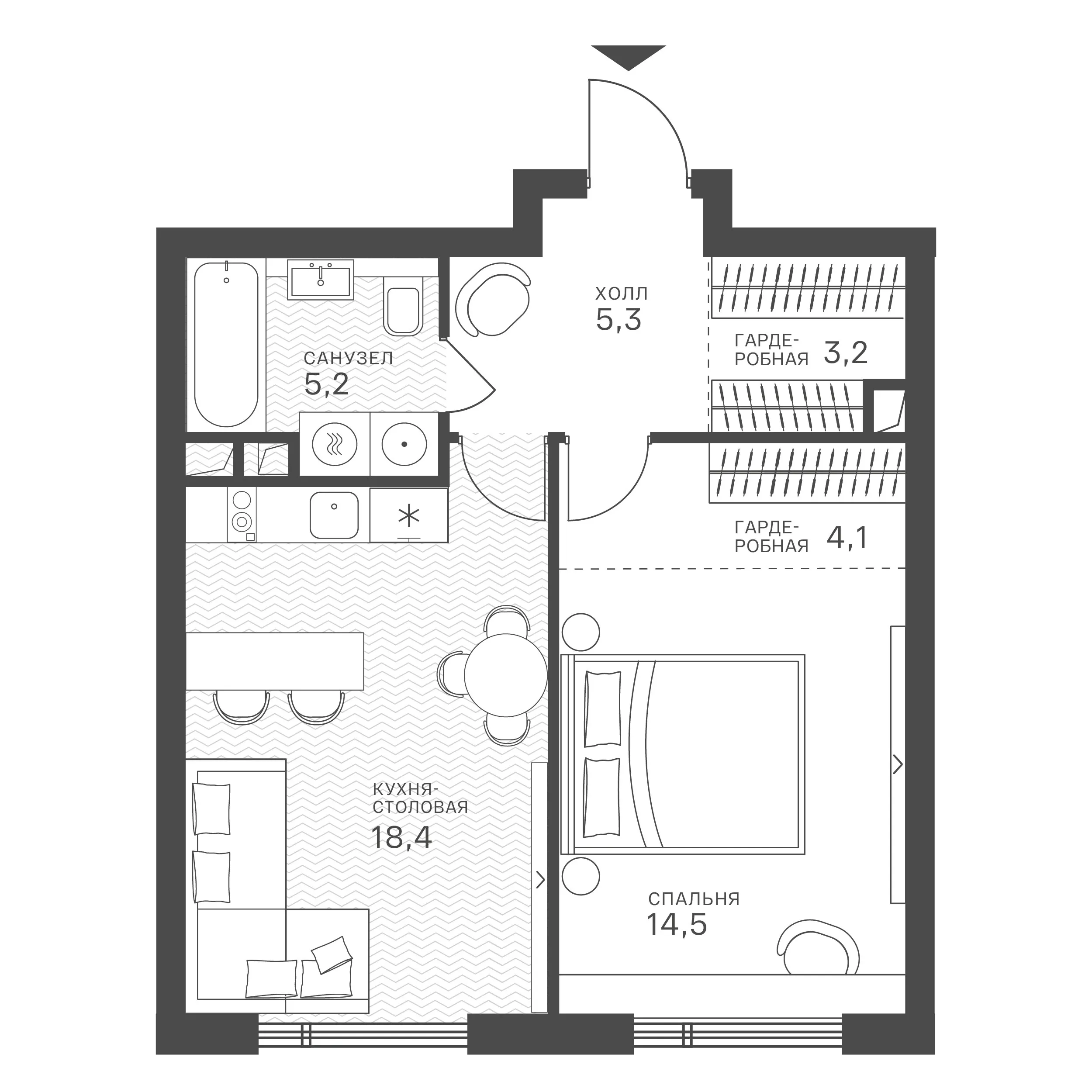 Официальная схема Крылатская 33, 50,7 м²