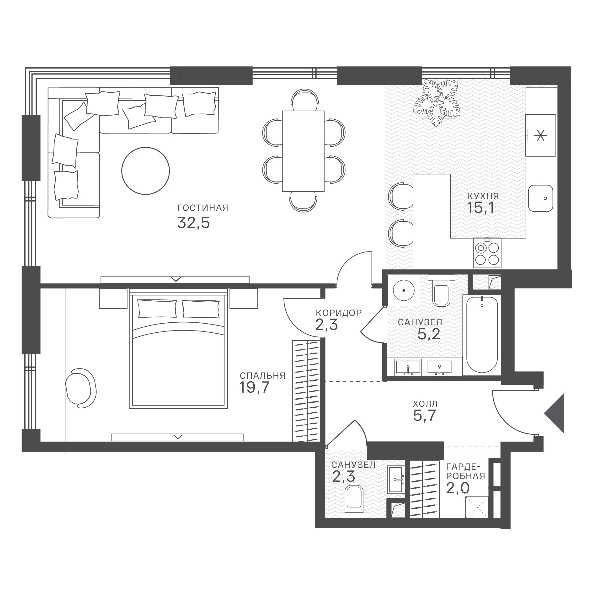 Официальная схема Крылатская 33, 84,8 м²