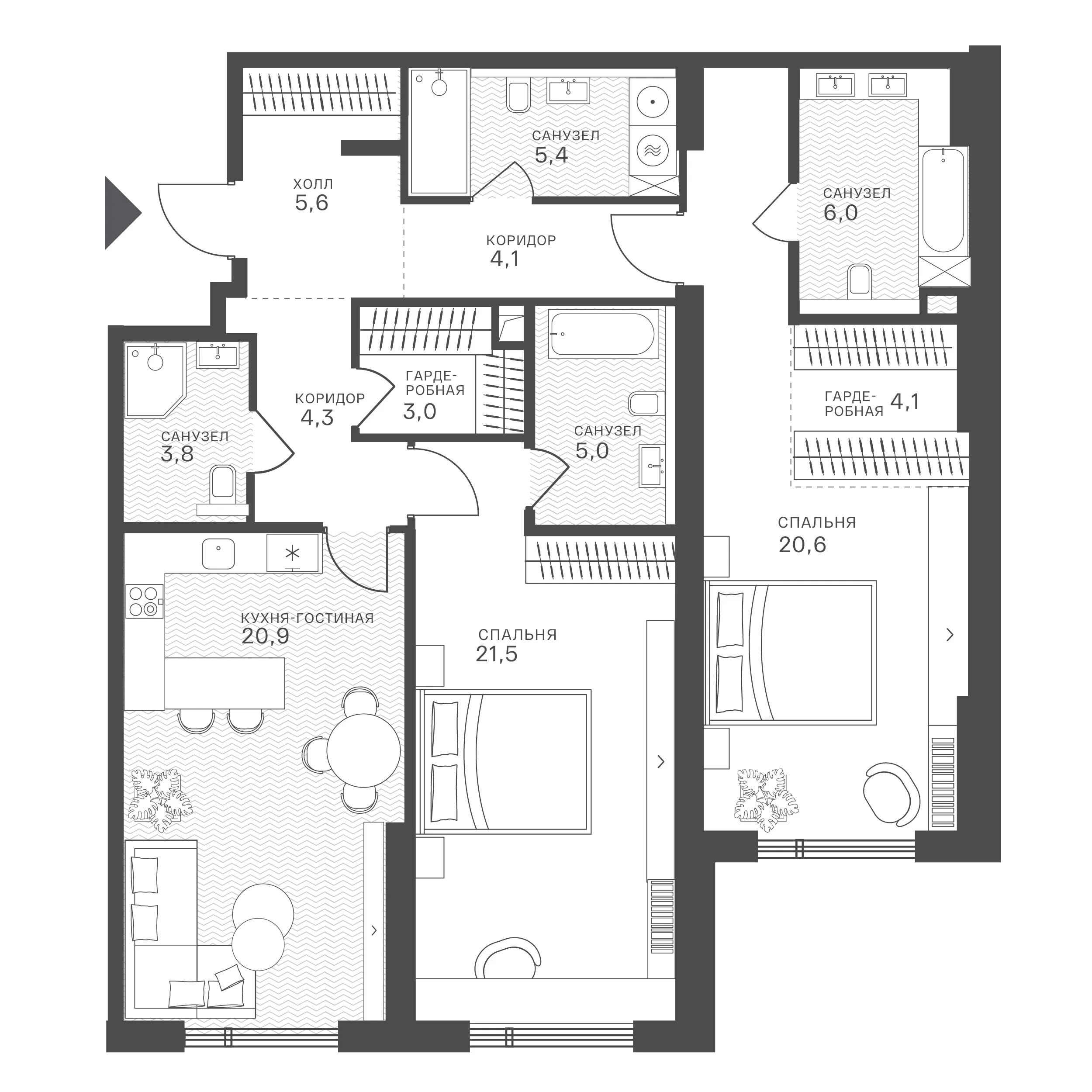 Официальная схема Крылатская 33, 104,3 м²