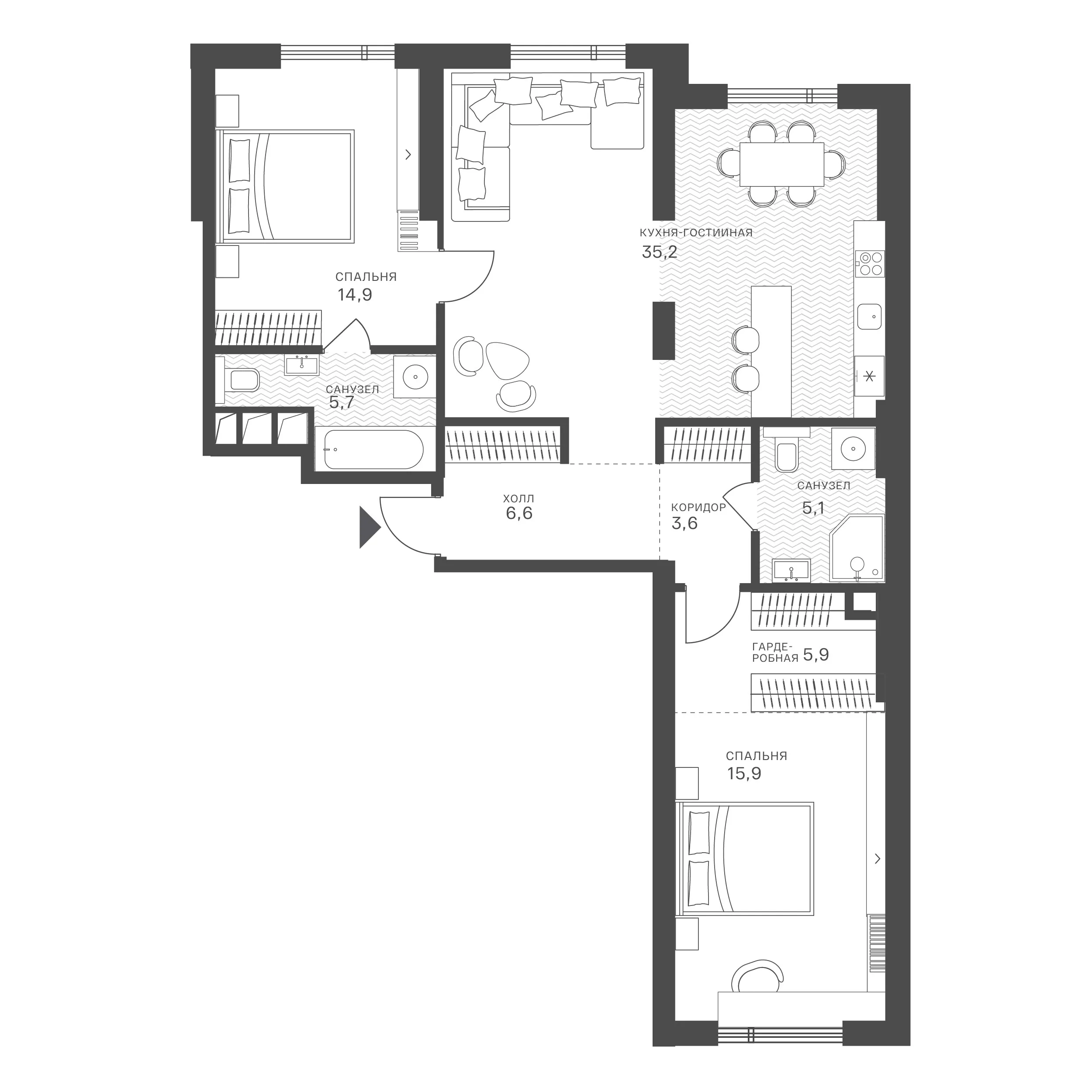 Официальная схема Крылатская 33, 92,9 м²