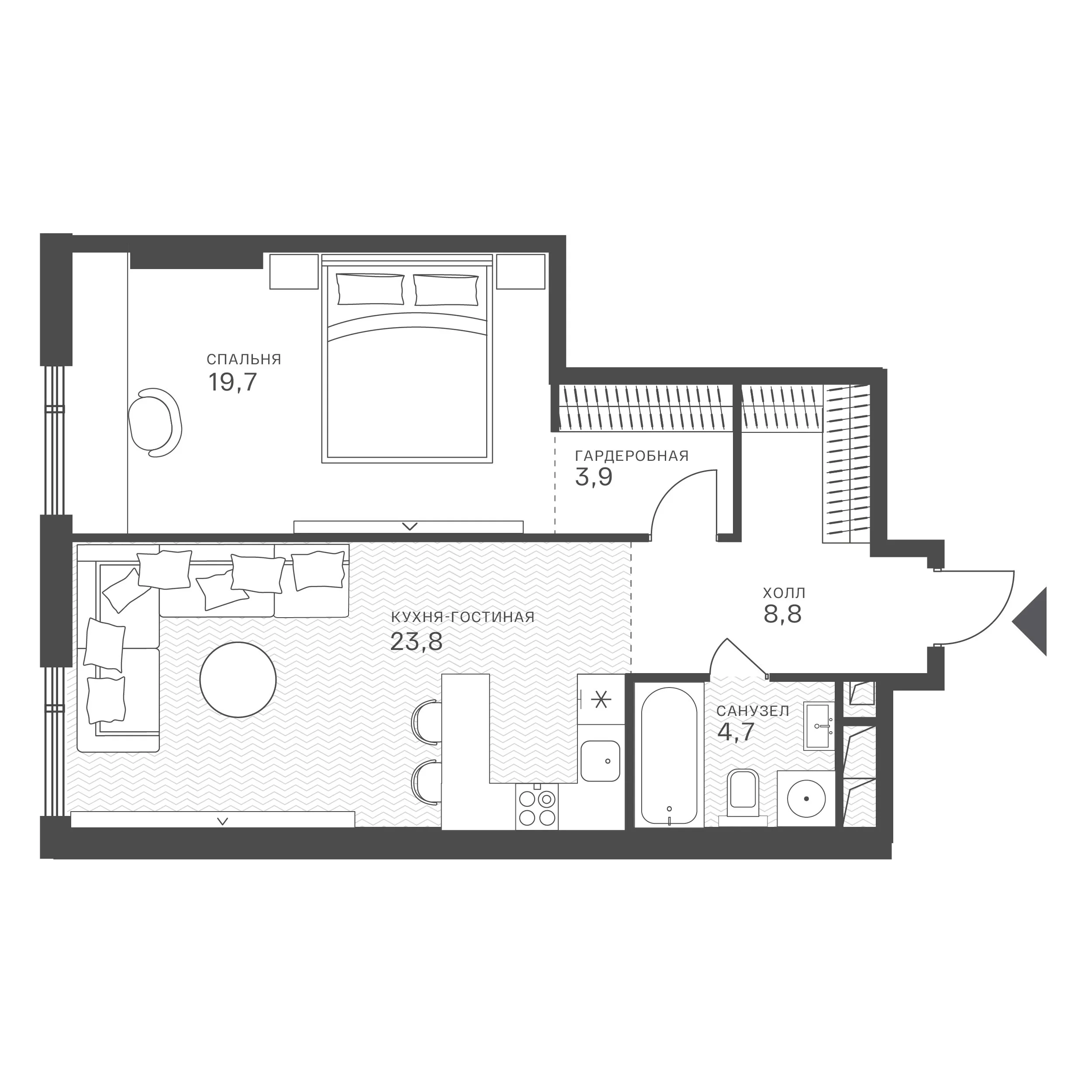 Официальная схема Крылатская 33, 60,9 м²
