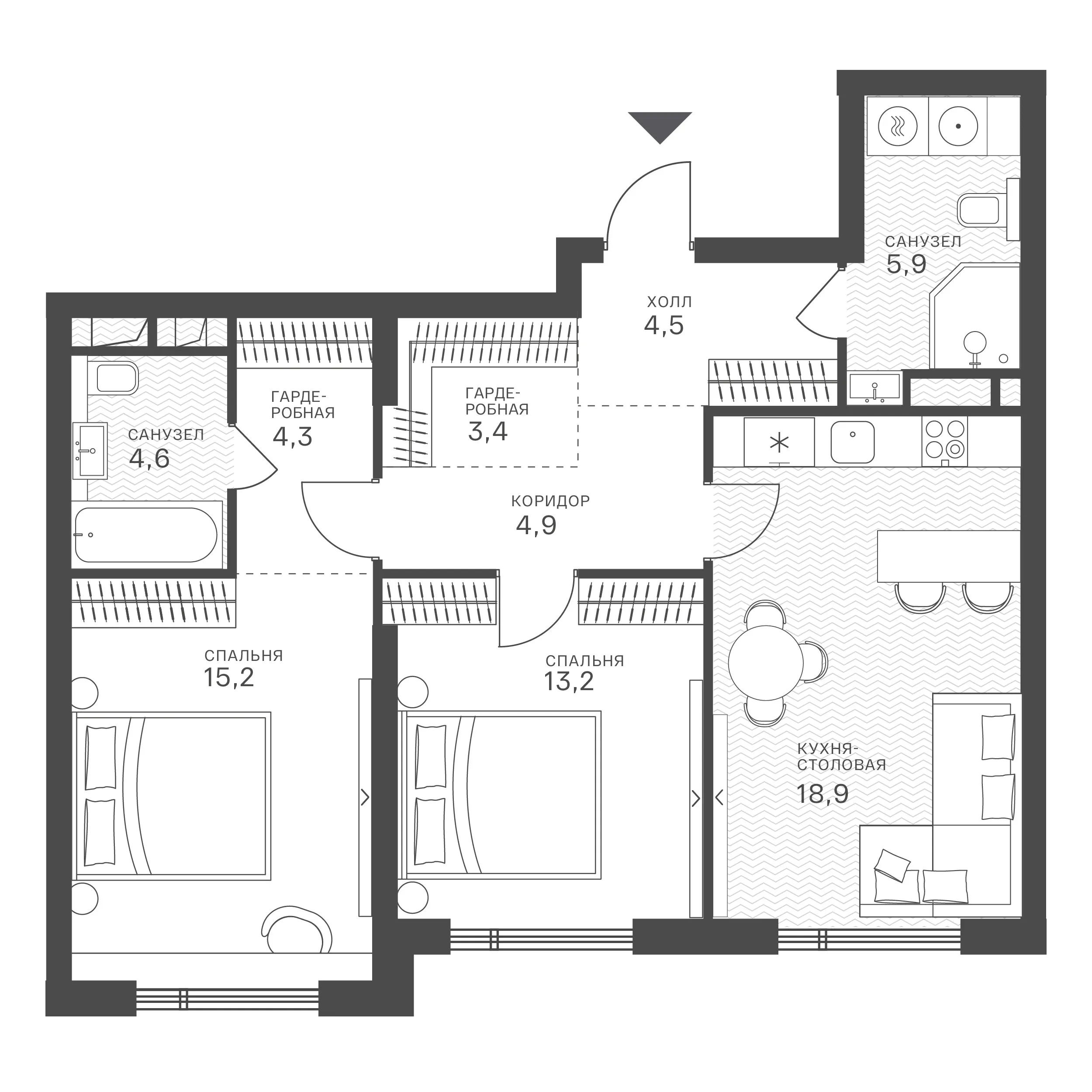 Официальная схема Крылатская 33, 74,9 м²