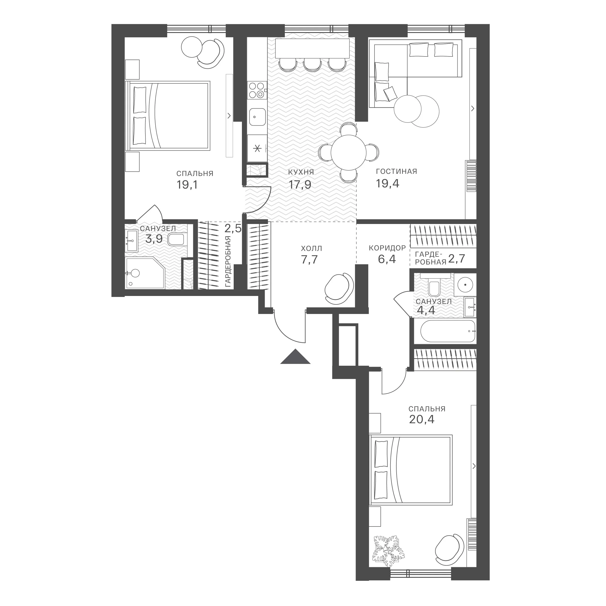 Официальная схема Крылатская 33, 104,4 м²