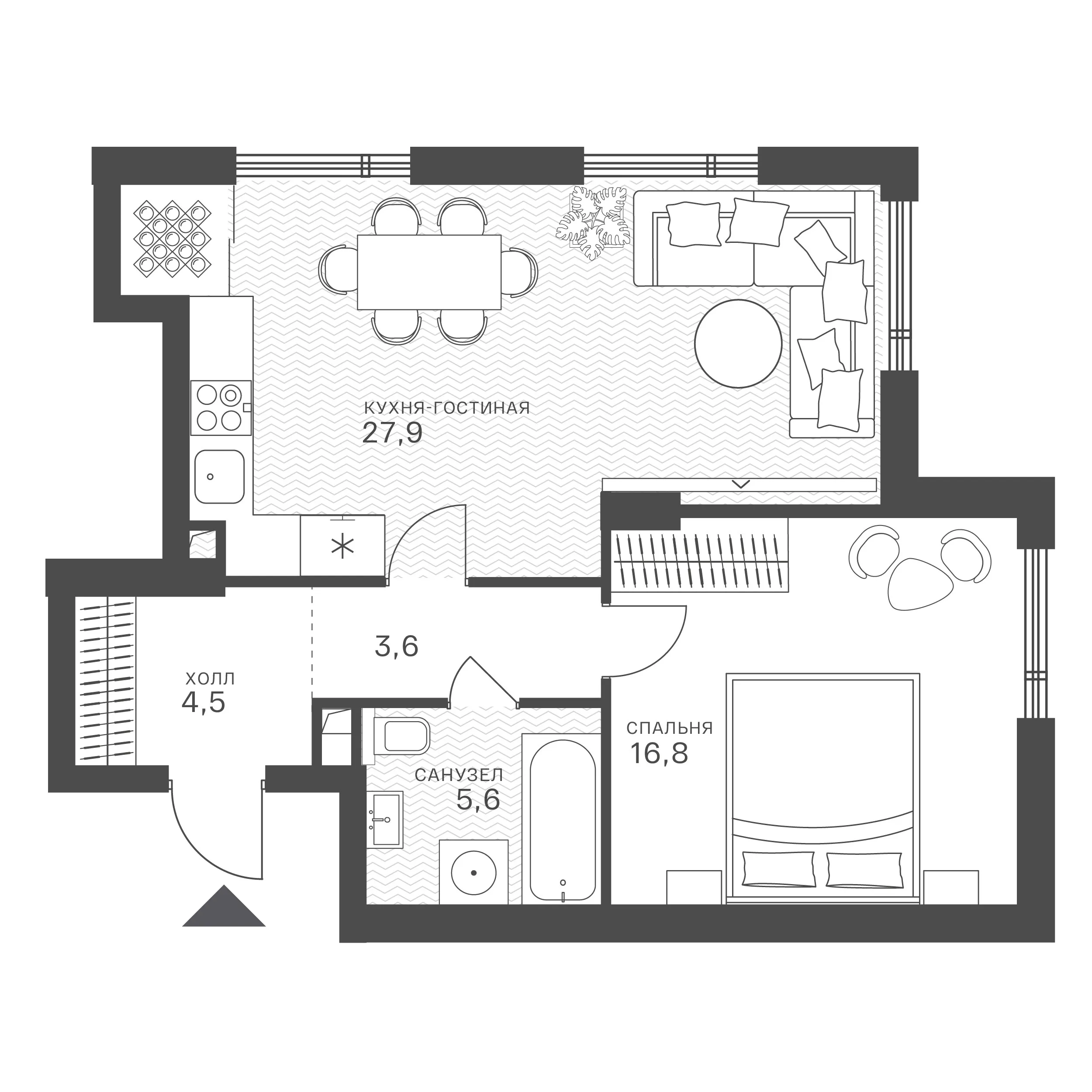 Официальная схема Крылатская 33, 58,4 м²