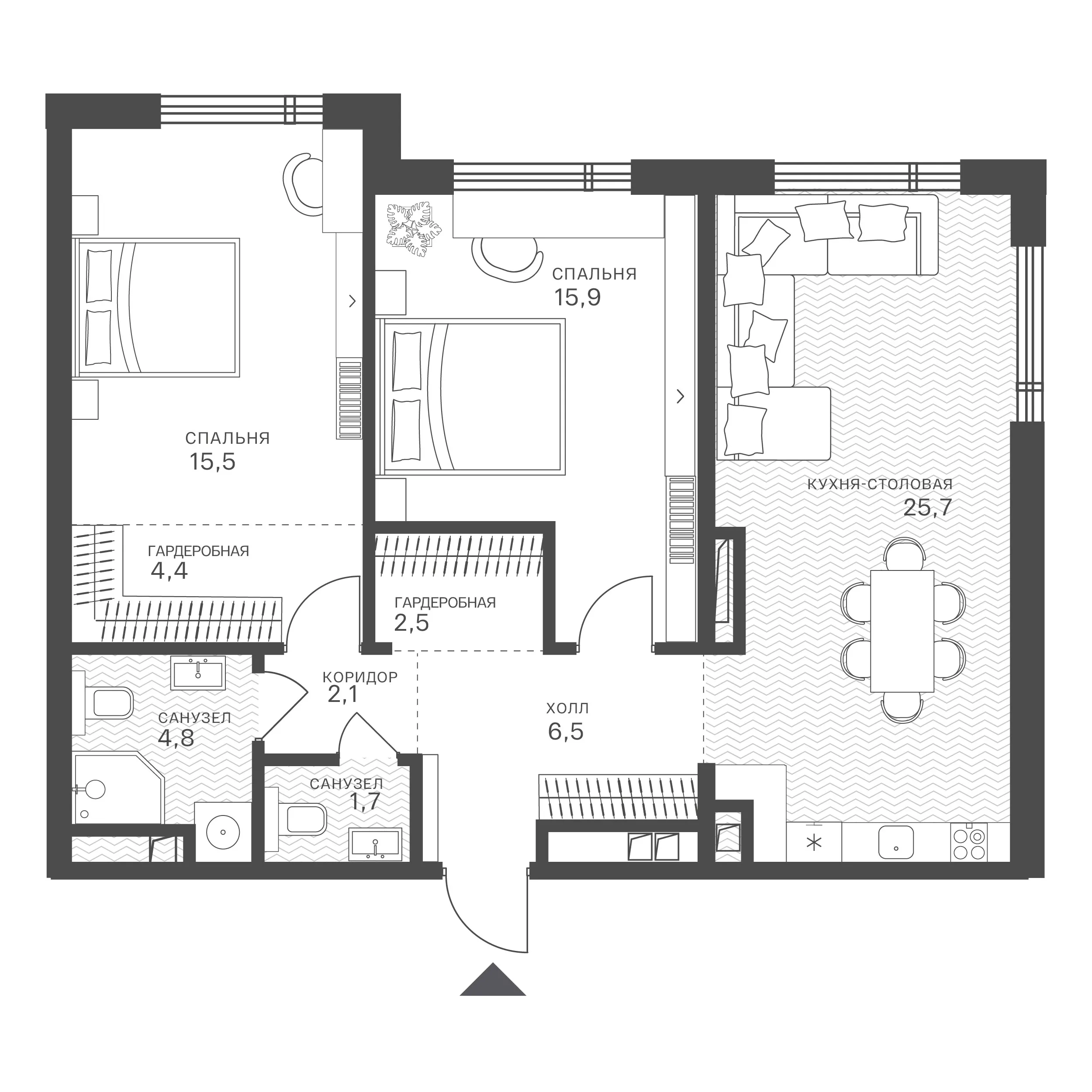 Официальная схема Крылатская 33, 79,1 м²