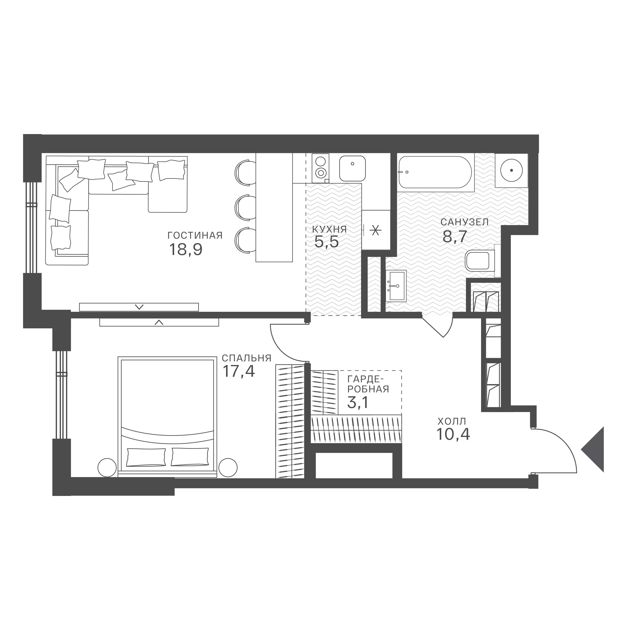 Официальная схема Крылатская 33, 64,1 м²