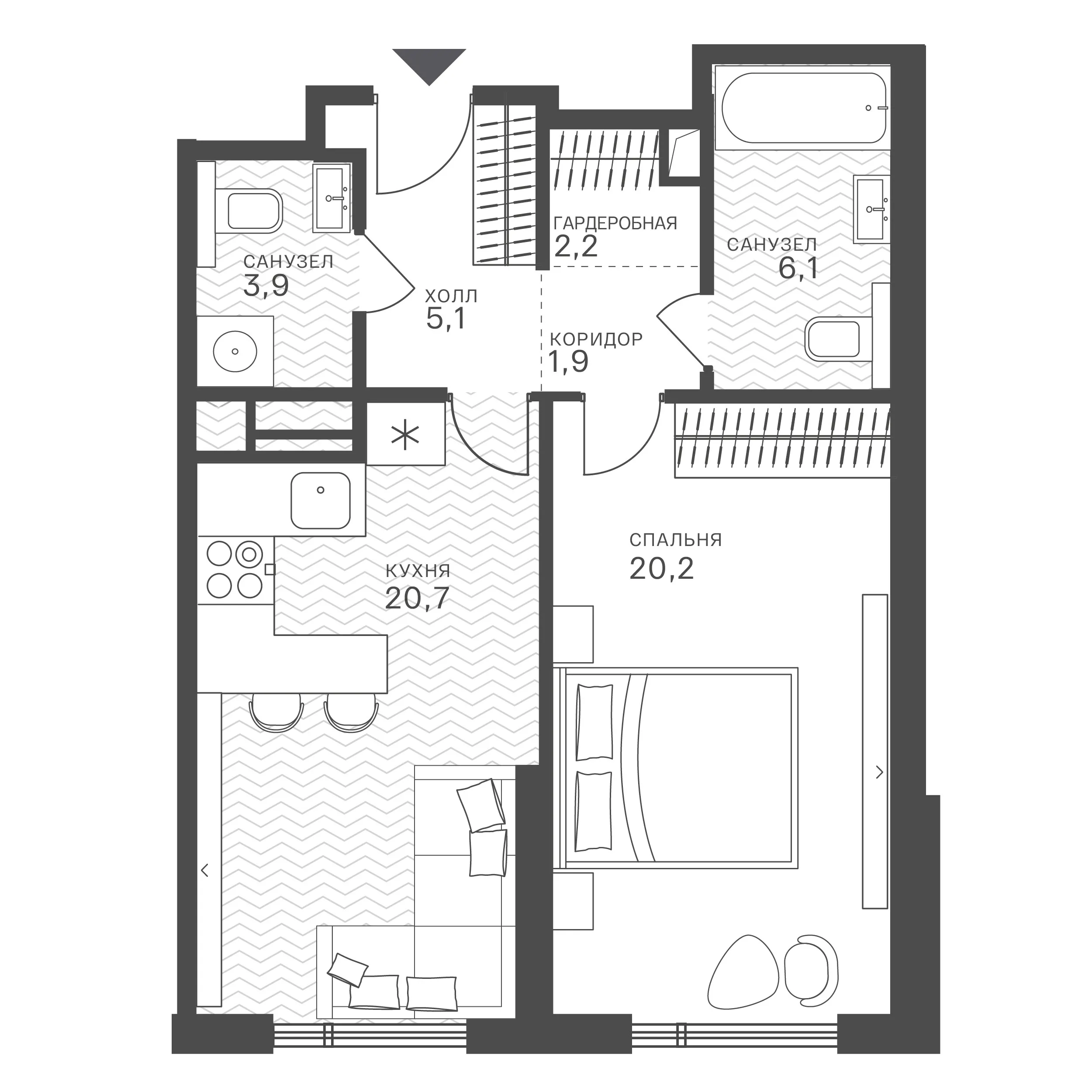 Официальная схема Крылатская 33, 60,1 м²