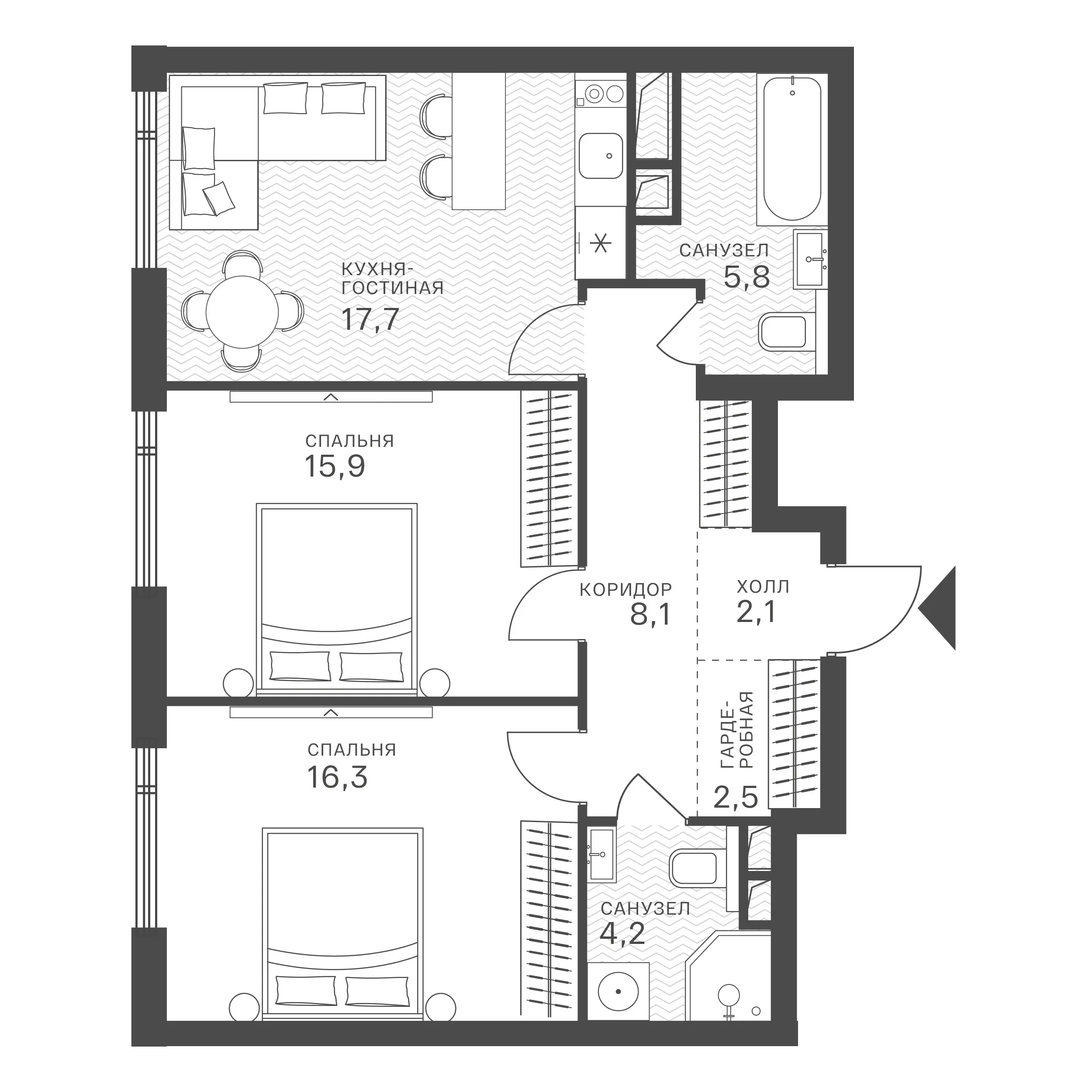 Официальная схема Крылатская 33, 72,6 м²