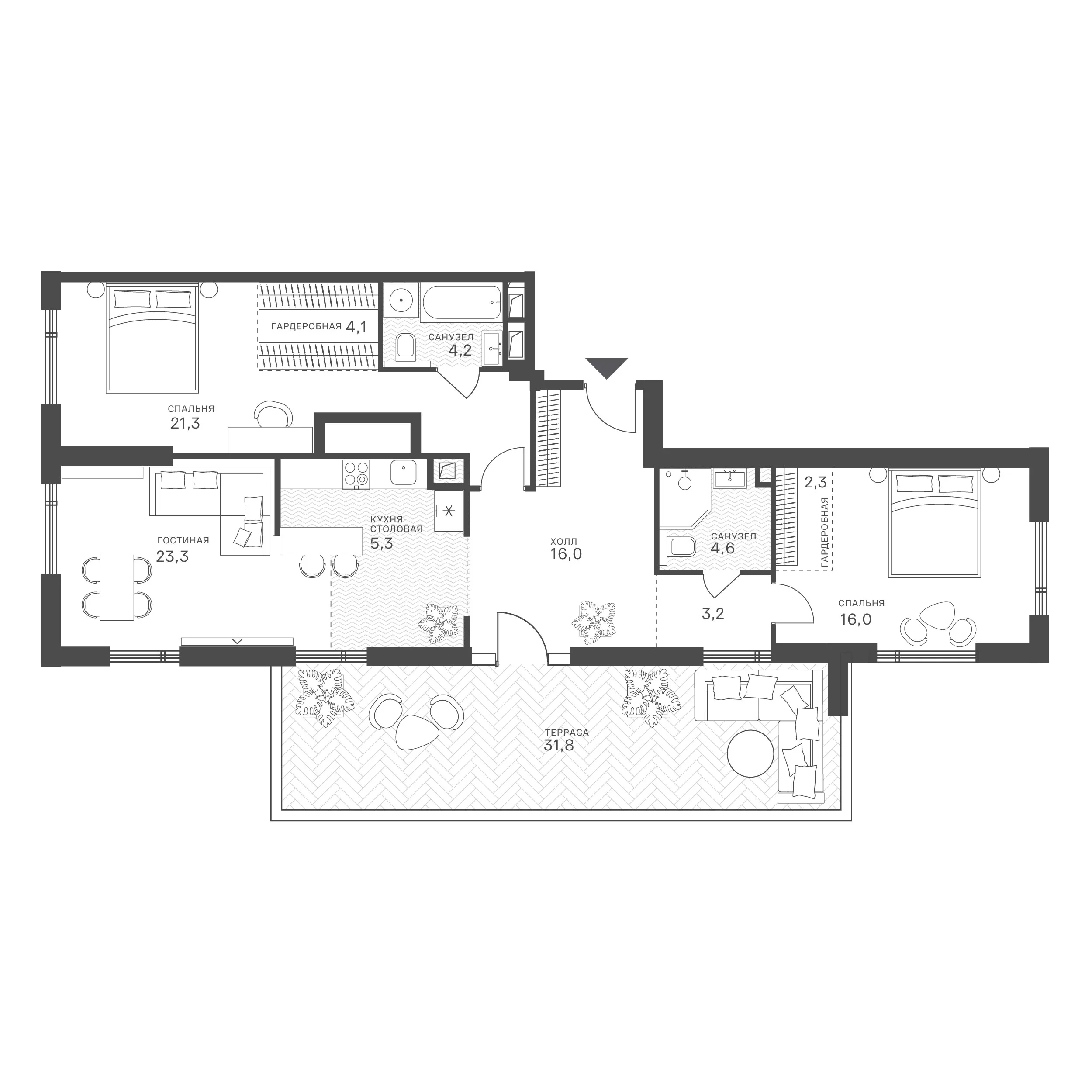 Официальная планировка Крылатская 33, 87,64 м²