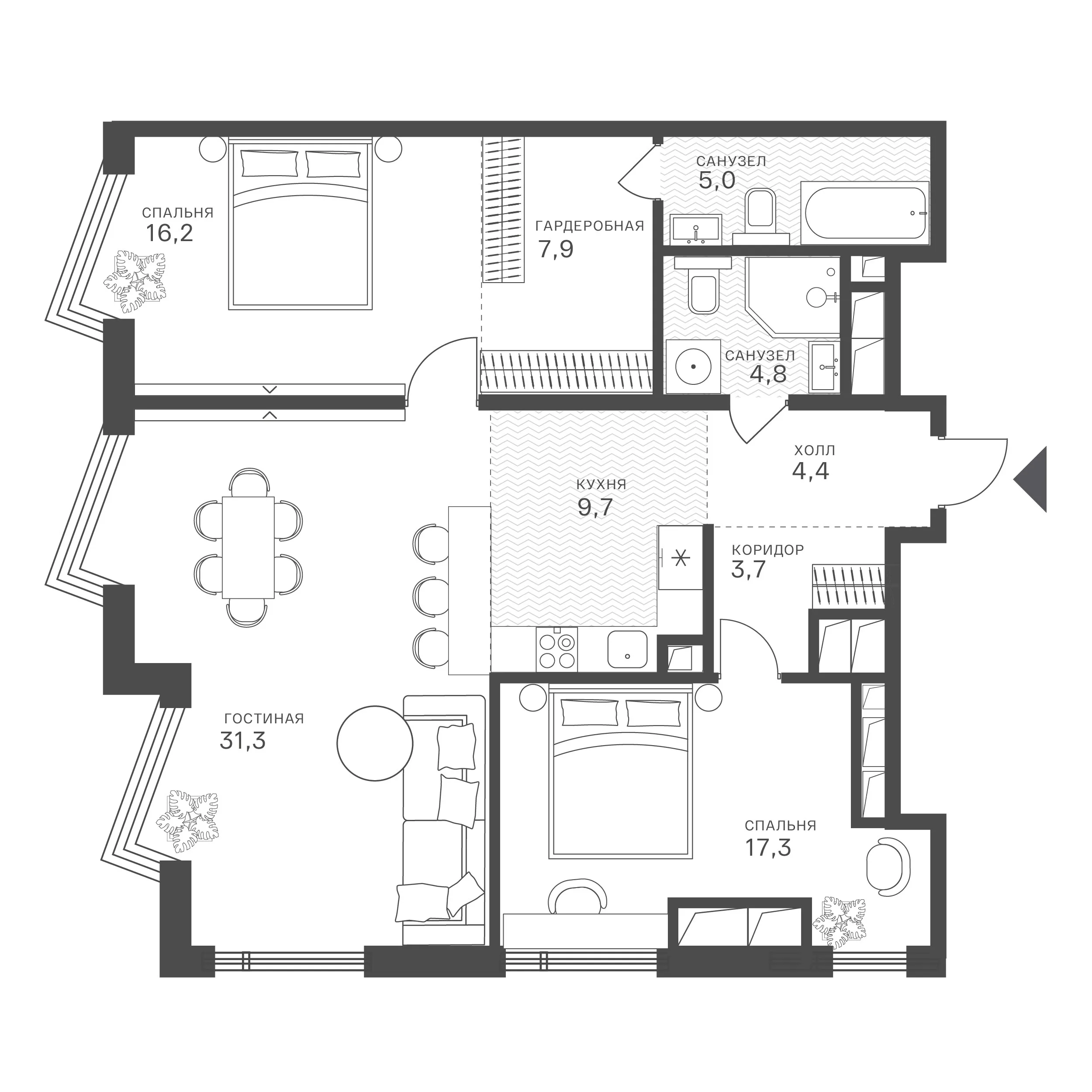 Официальная схема Крылатская 33, 101,1 м²