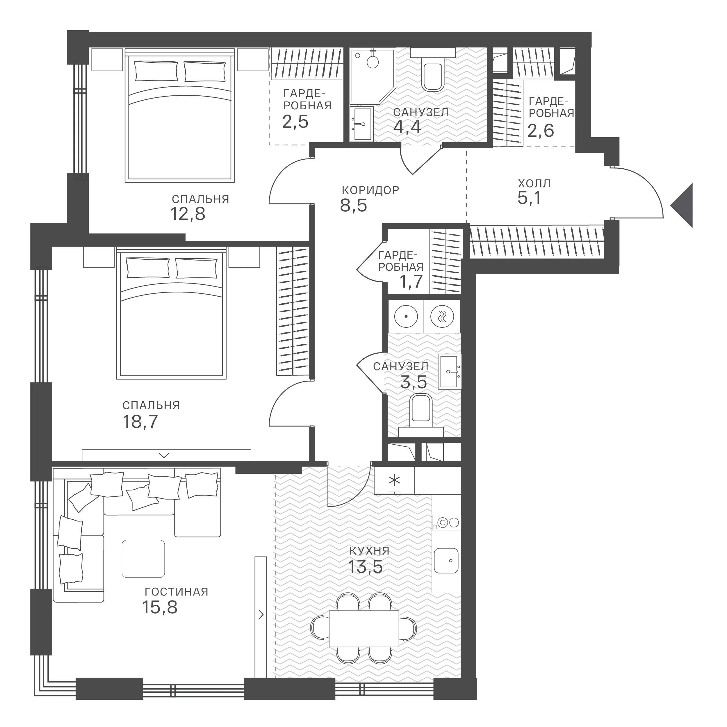 Официальная схема Крылатская 33, 89,4 м²