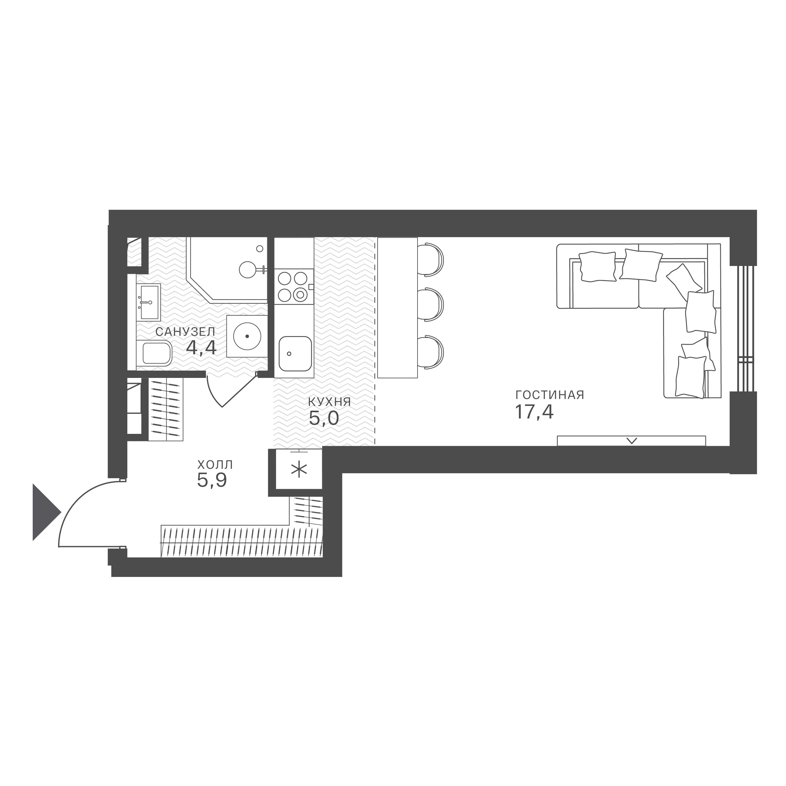 Официальная схема Крылатская 33, 32,7 м²