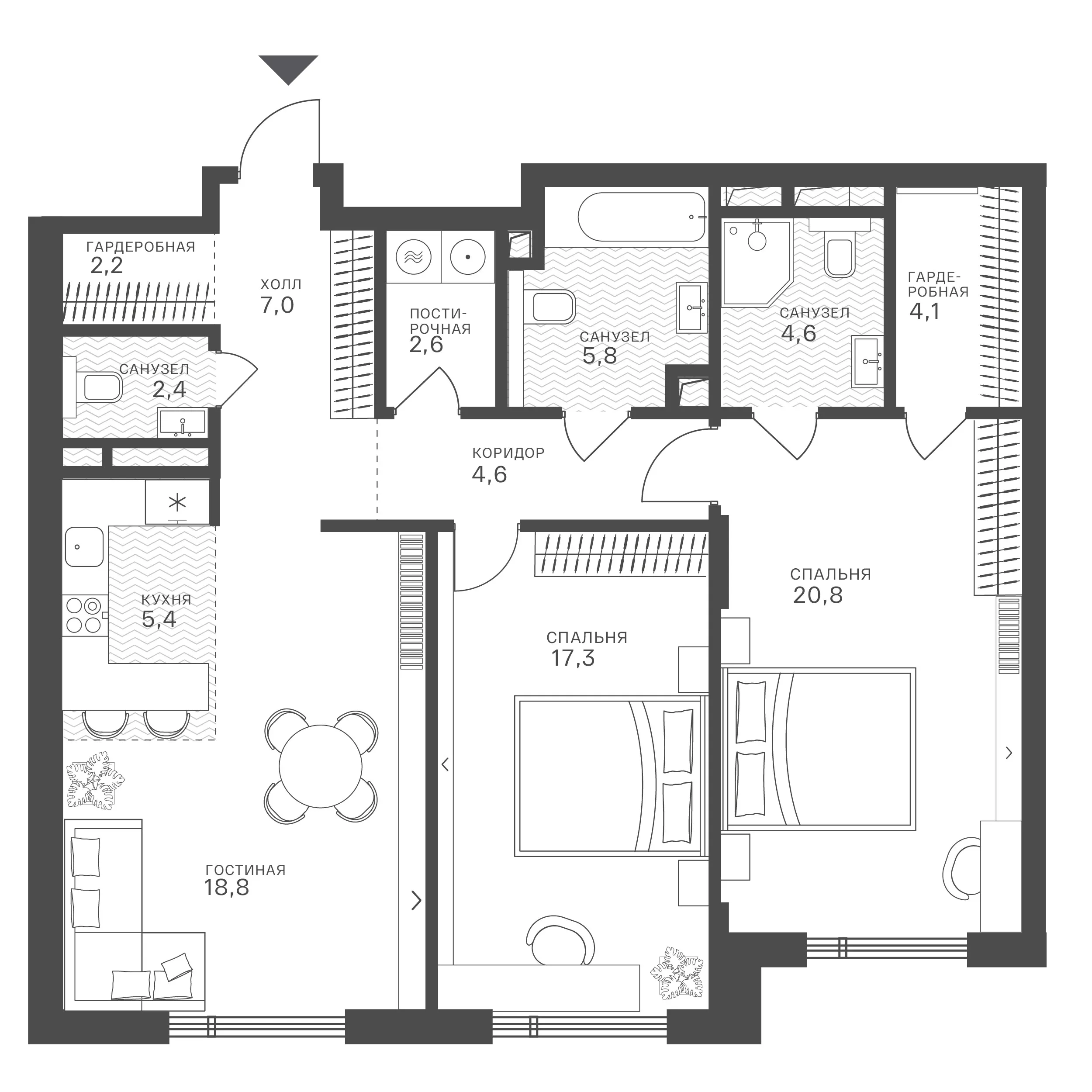 Официальная схема Крылатская 33, 95,6 м²