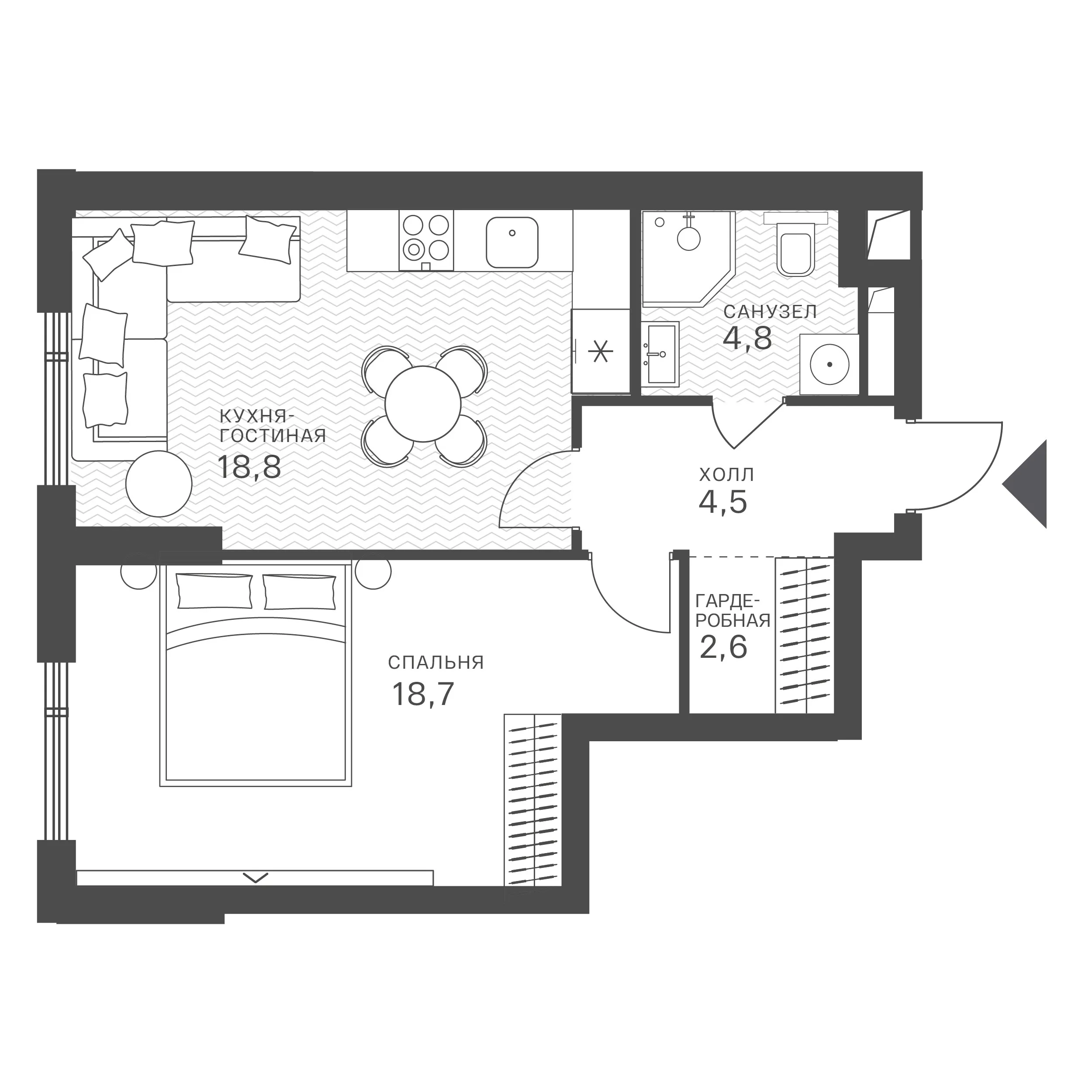Официальная схема Крылатская 33, 49,4 м²