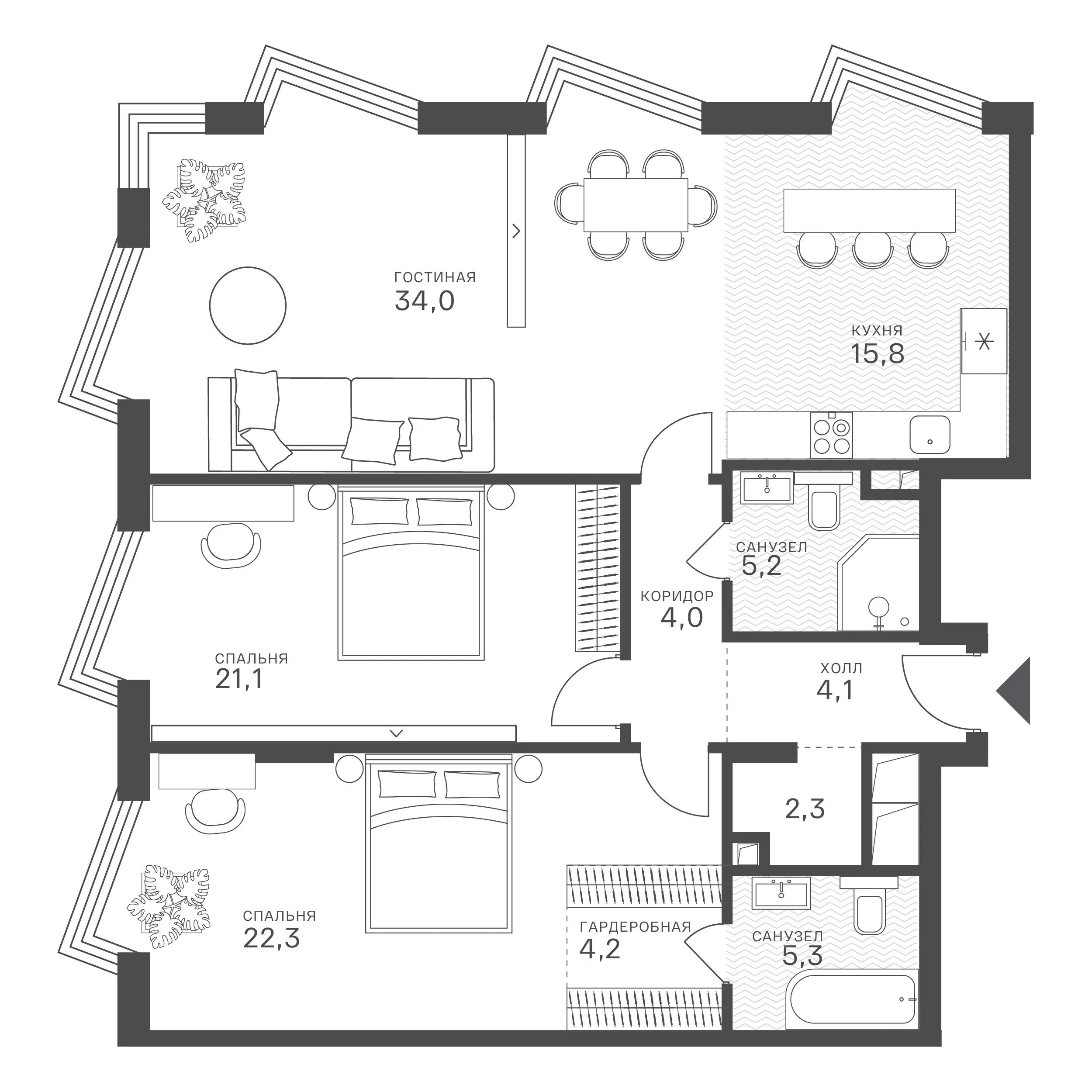 Официальная схема Крылатская 33, 118,3 м²