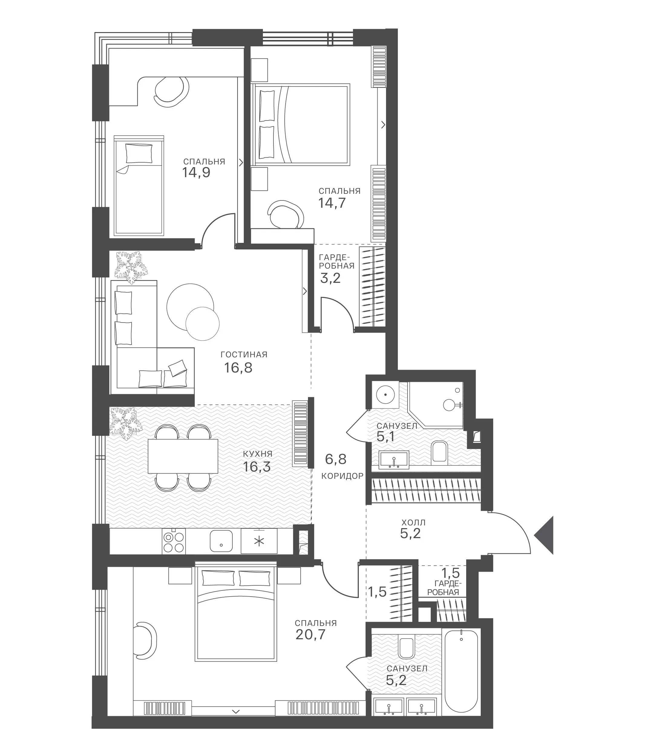 Официальная схема Крылатская 33, 111,9 м²