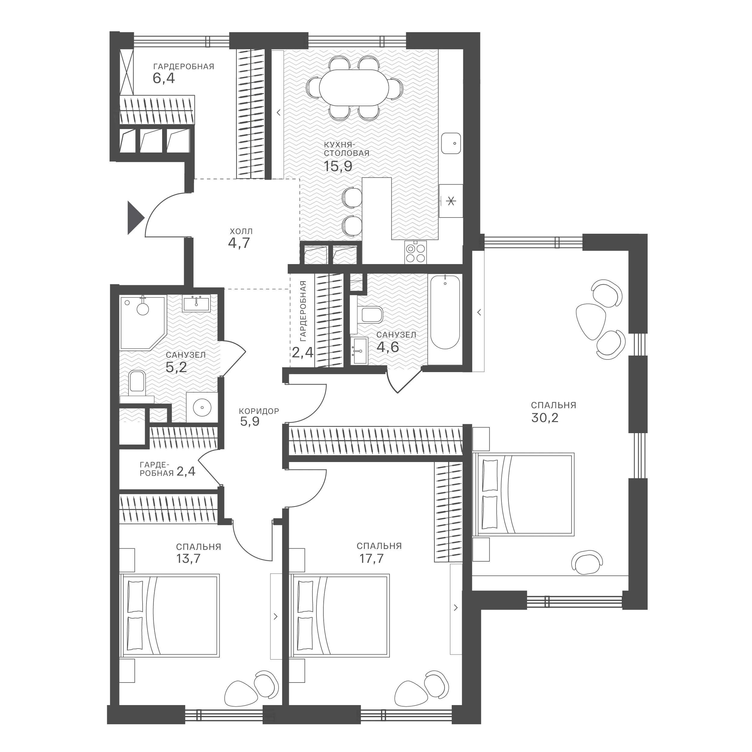 Официальная схема Крылатская 33, 109,1 м²