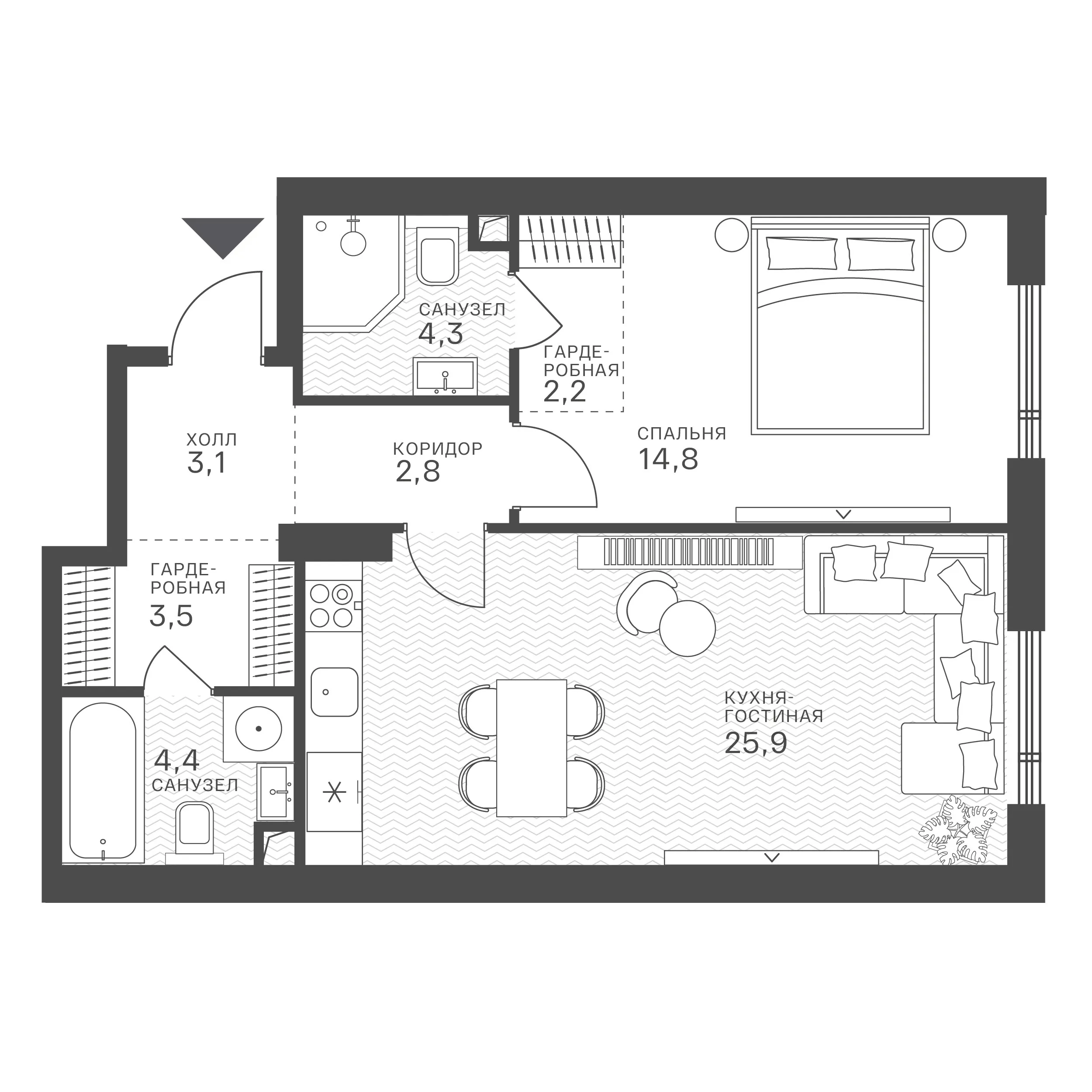 Официальная схема Крылатская 33, 61 м²