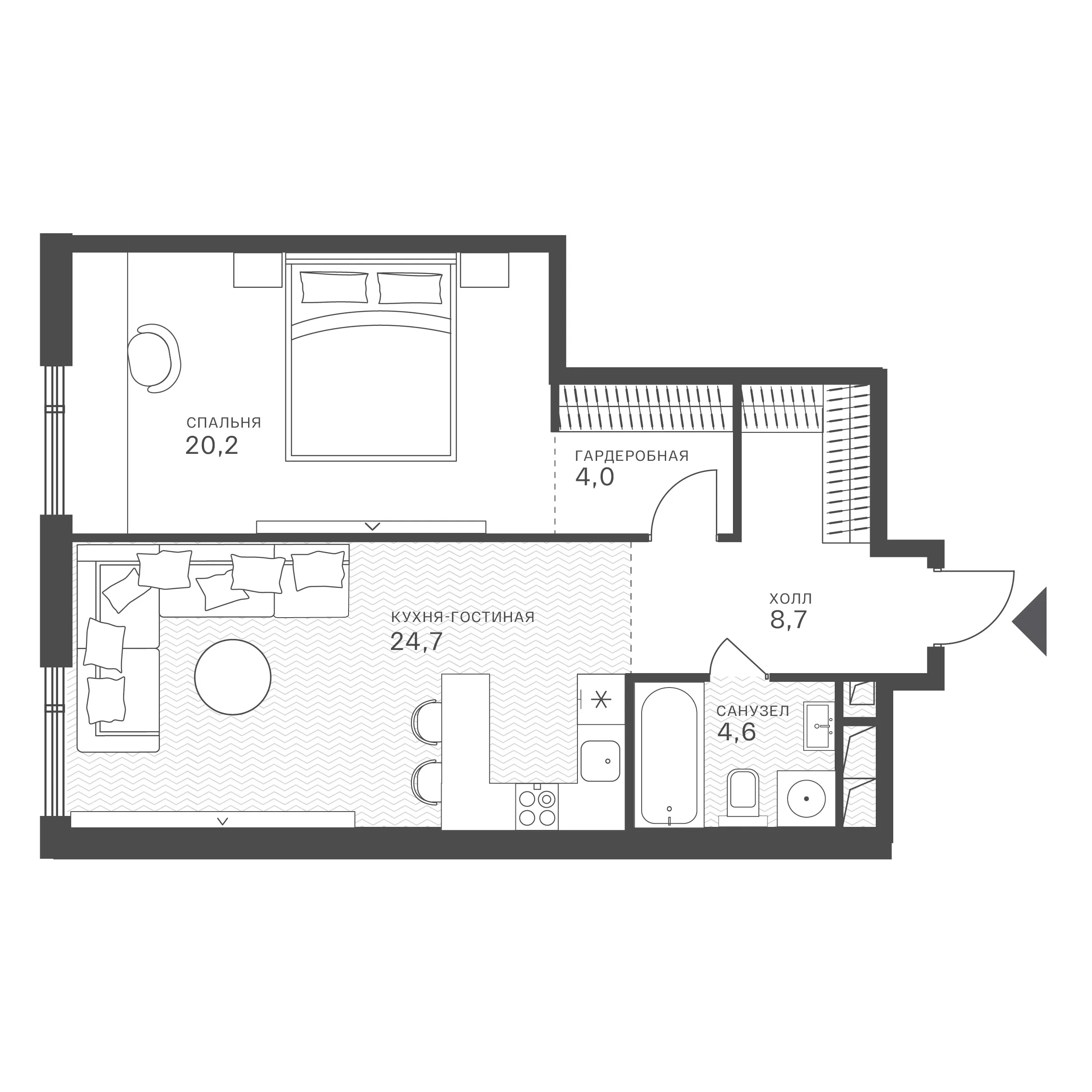 Официальная схема Крылатская 33, 62,2 м²