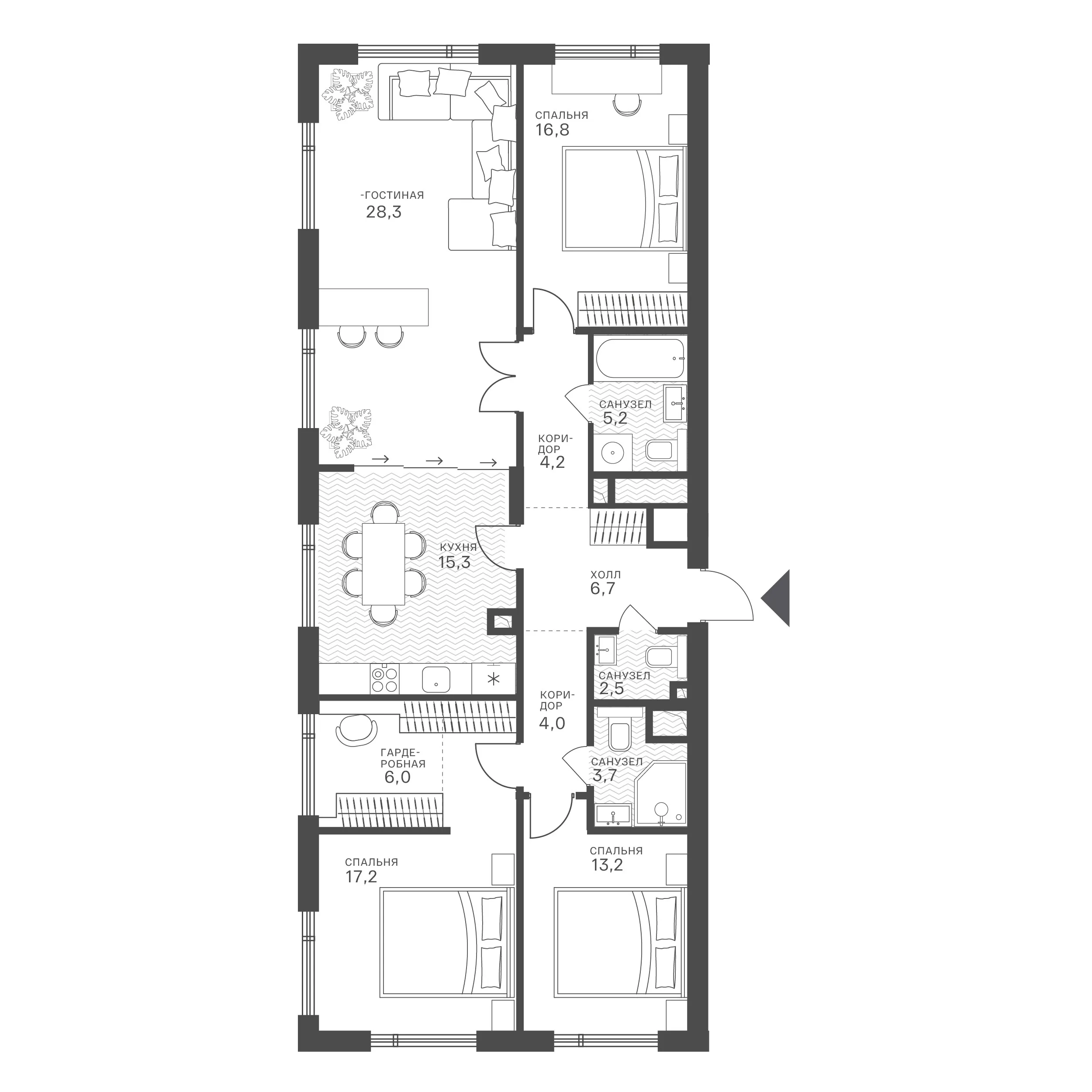 Официальная схема Крылатская 33, 123,1 м²