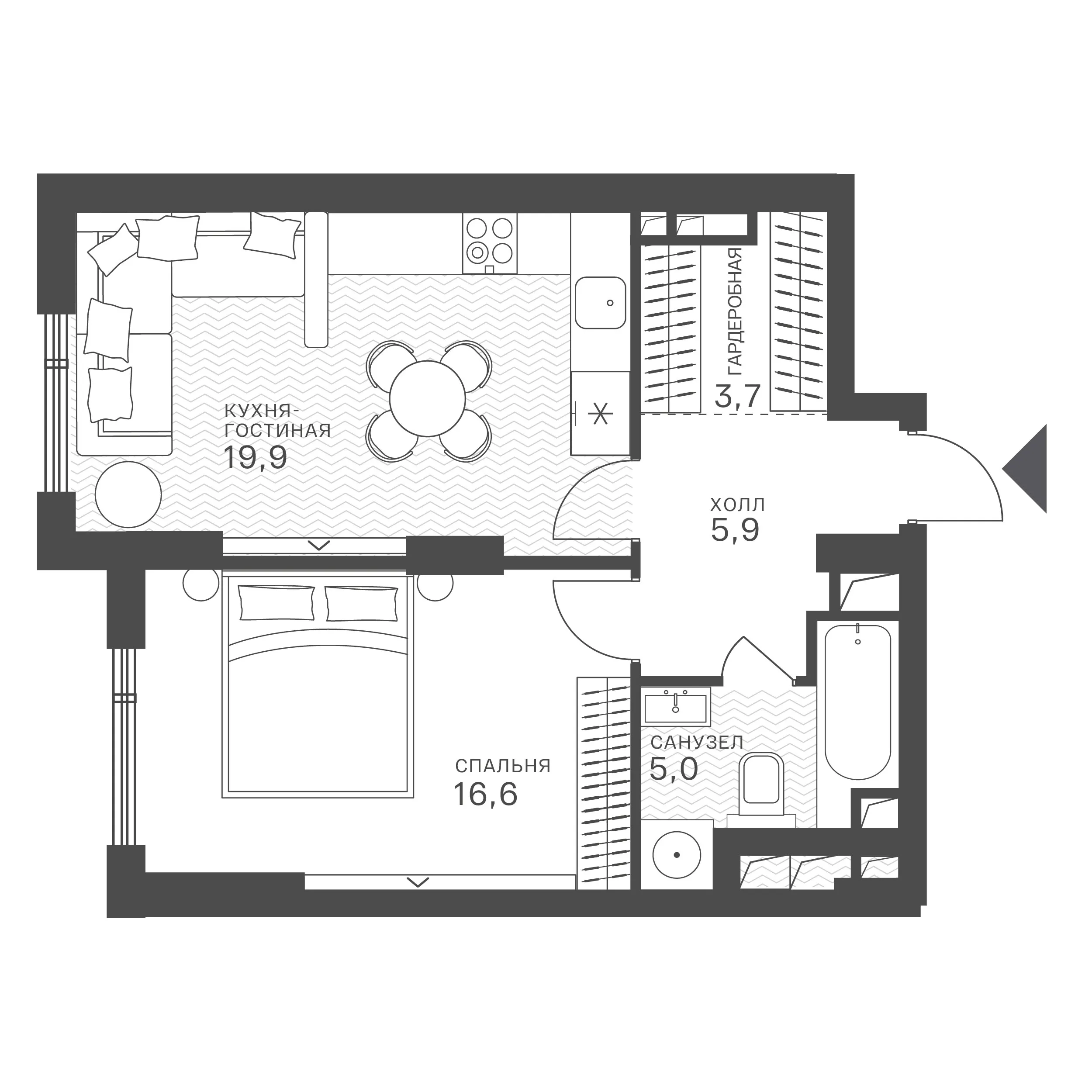 Официальная схема Крылатская 33, 51,1 м²