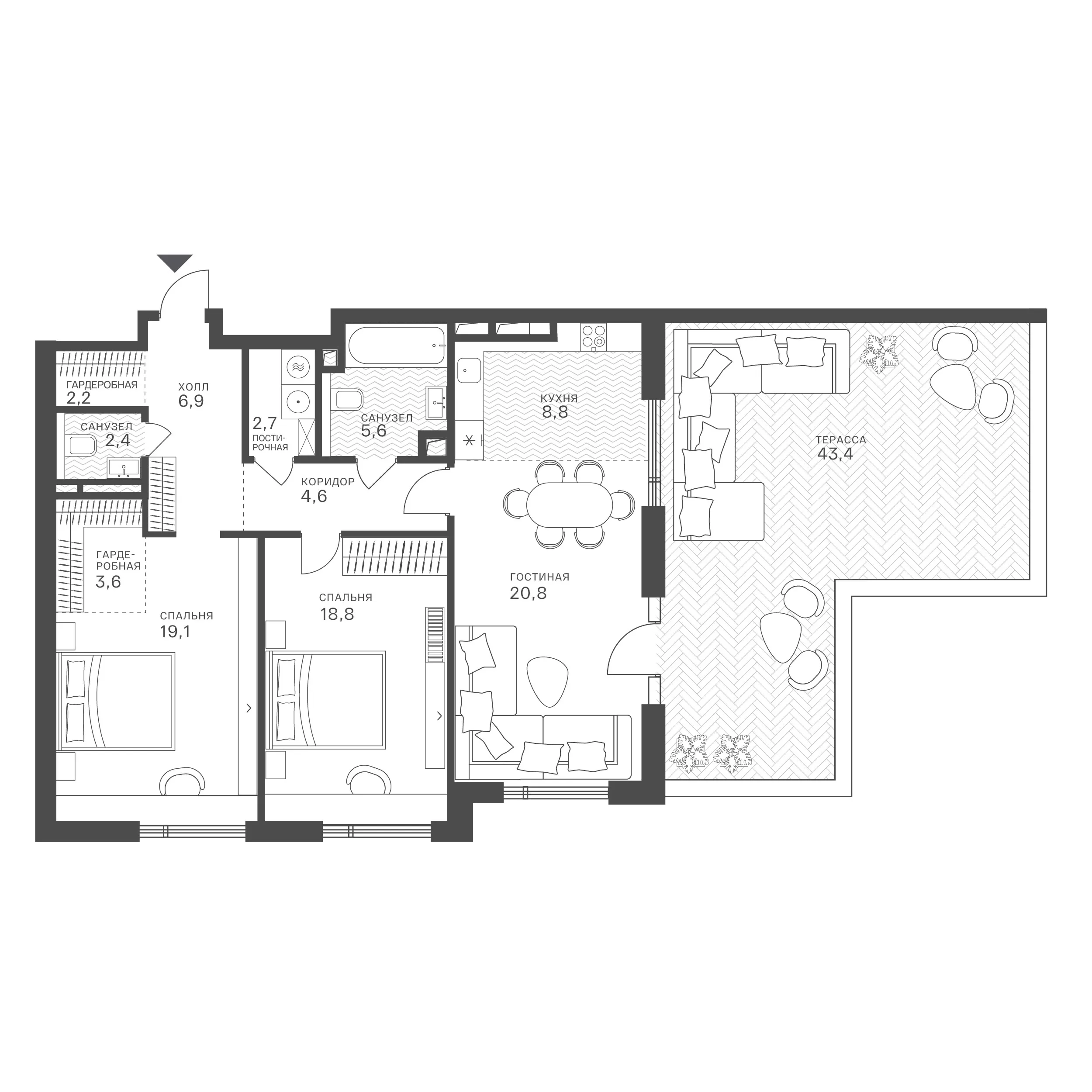 Официальная планировка Крылатская 33, 78,12 м²
