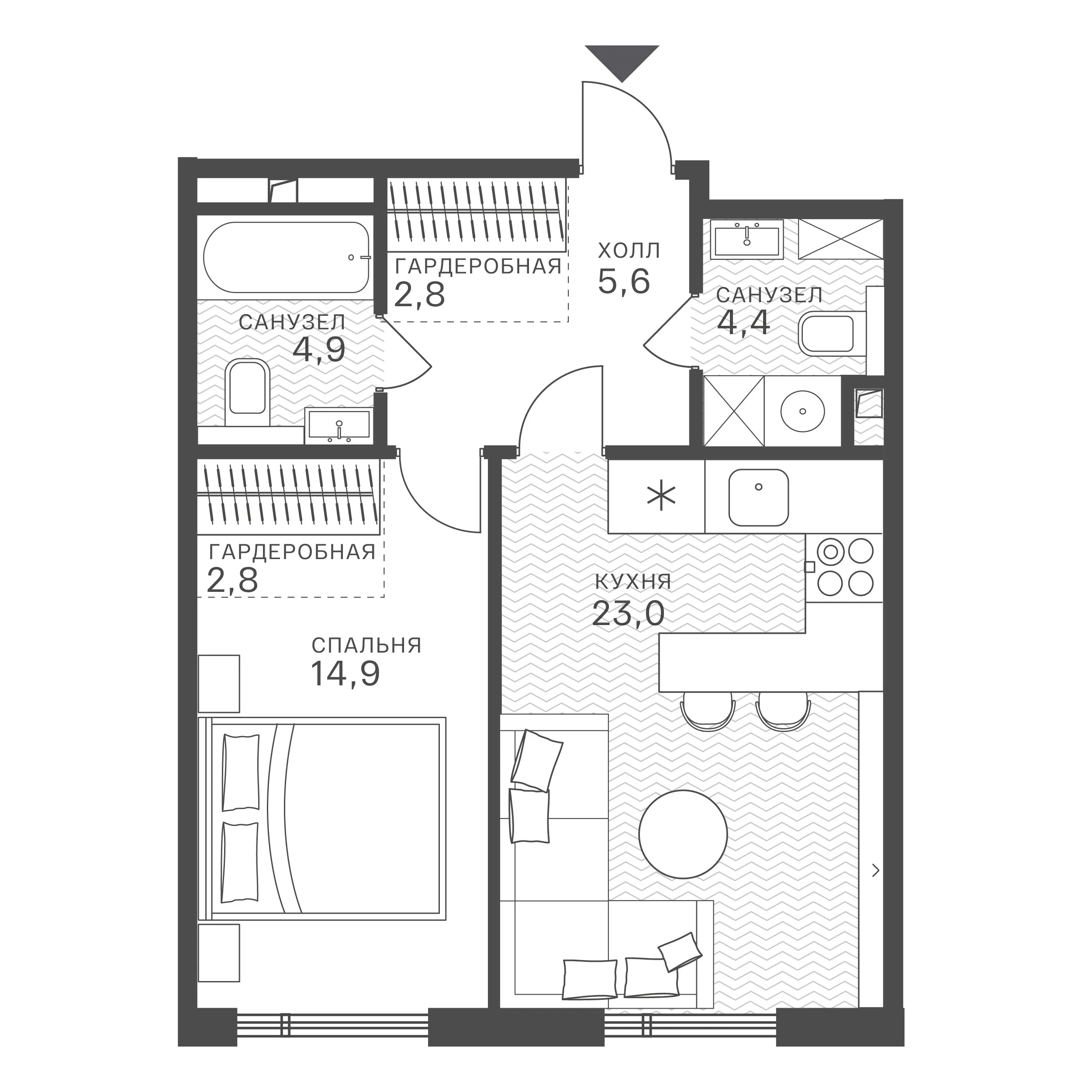 Официальная схема Крылатская 33, 58,4 м²